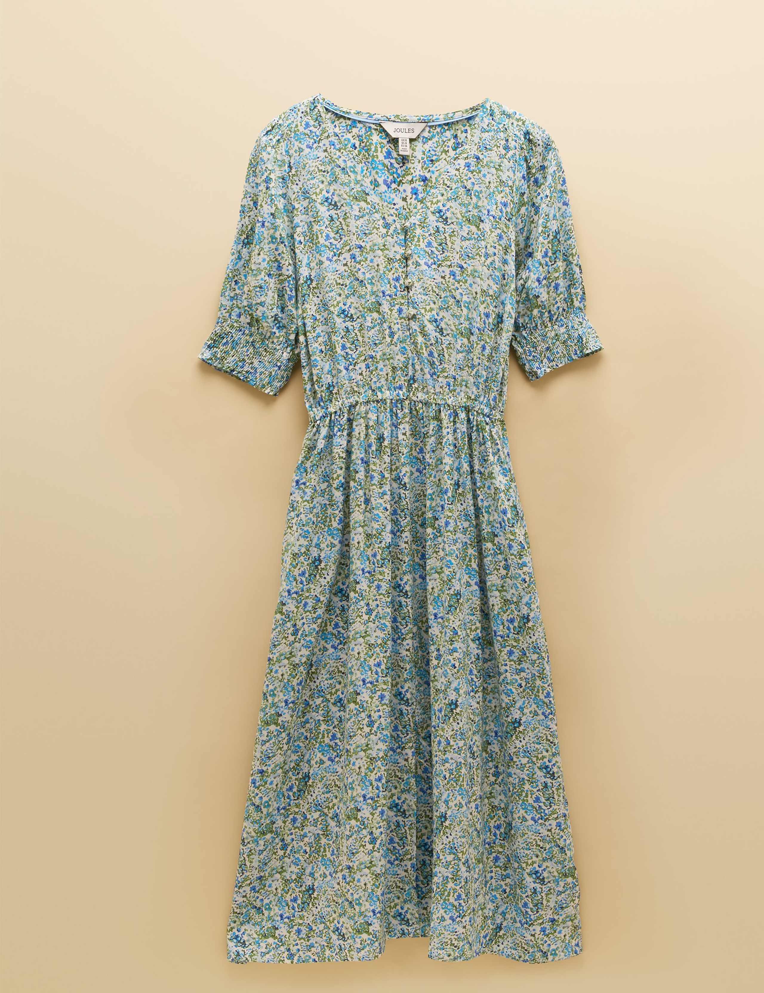 Floral V-Neck Midi Waisted Dress 2 of 8