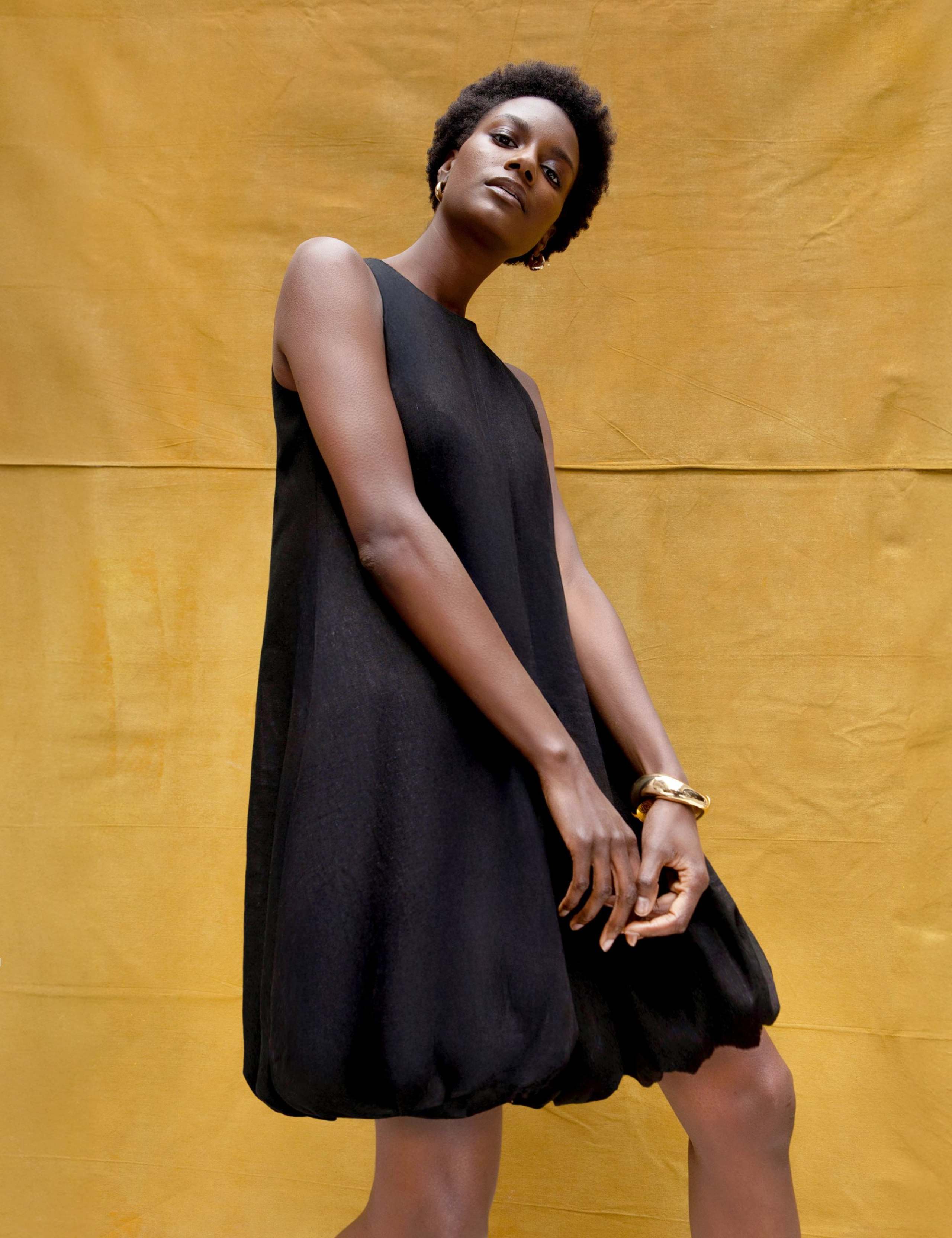 Linen Rich Bubble Hem Mini Shift Dress 1 of 5