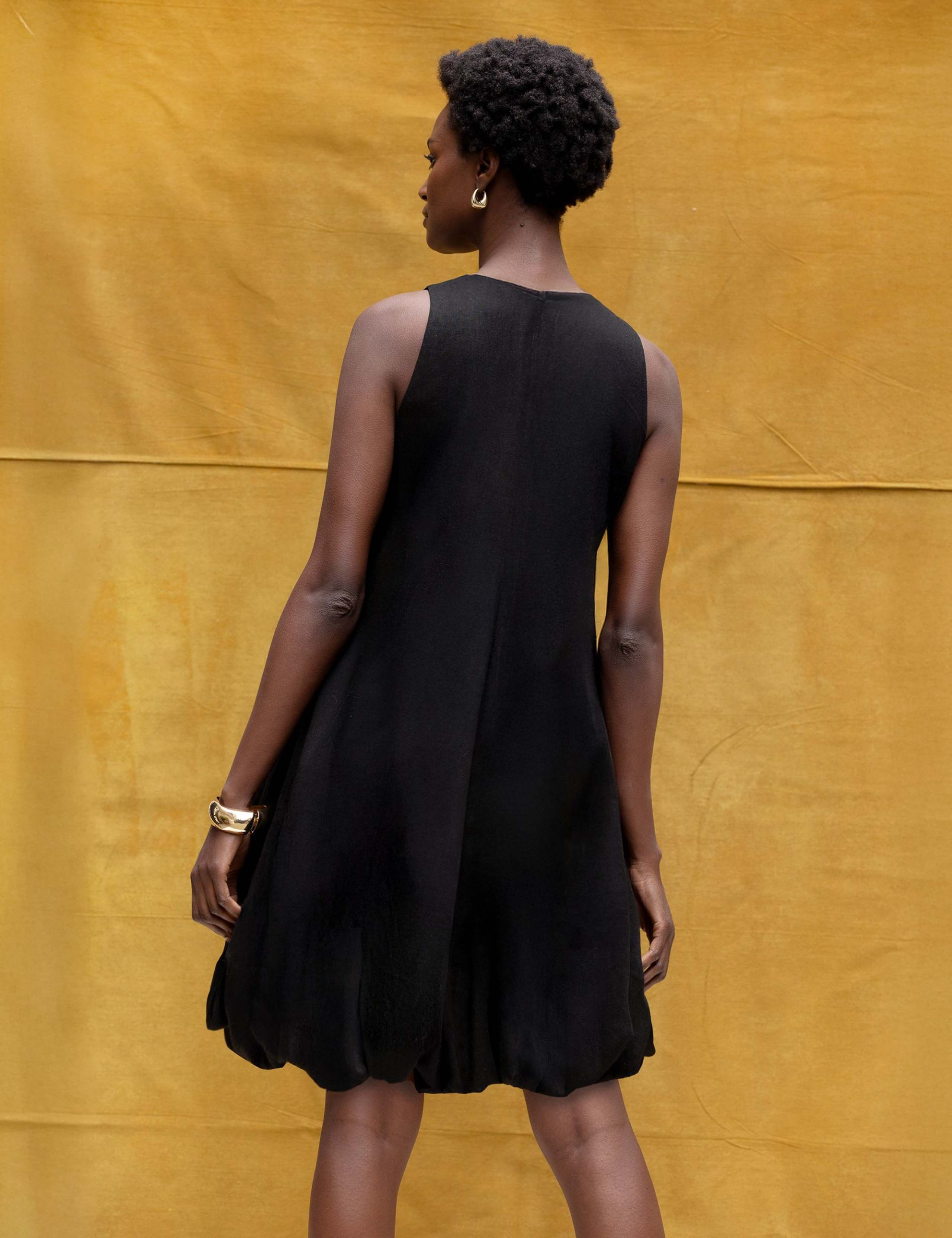 Linen Rich Bubble Hem Mini Shift Dress 3 of 5