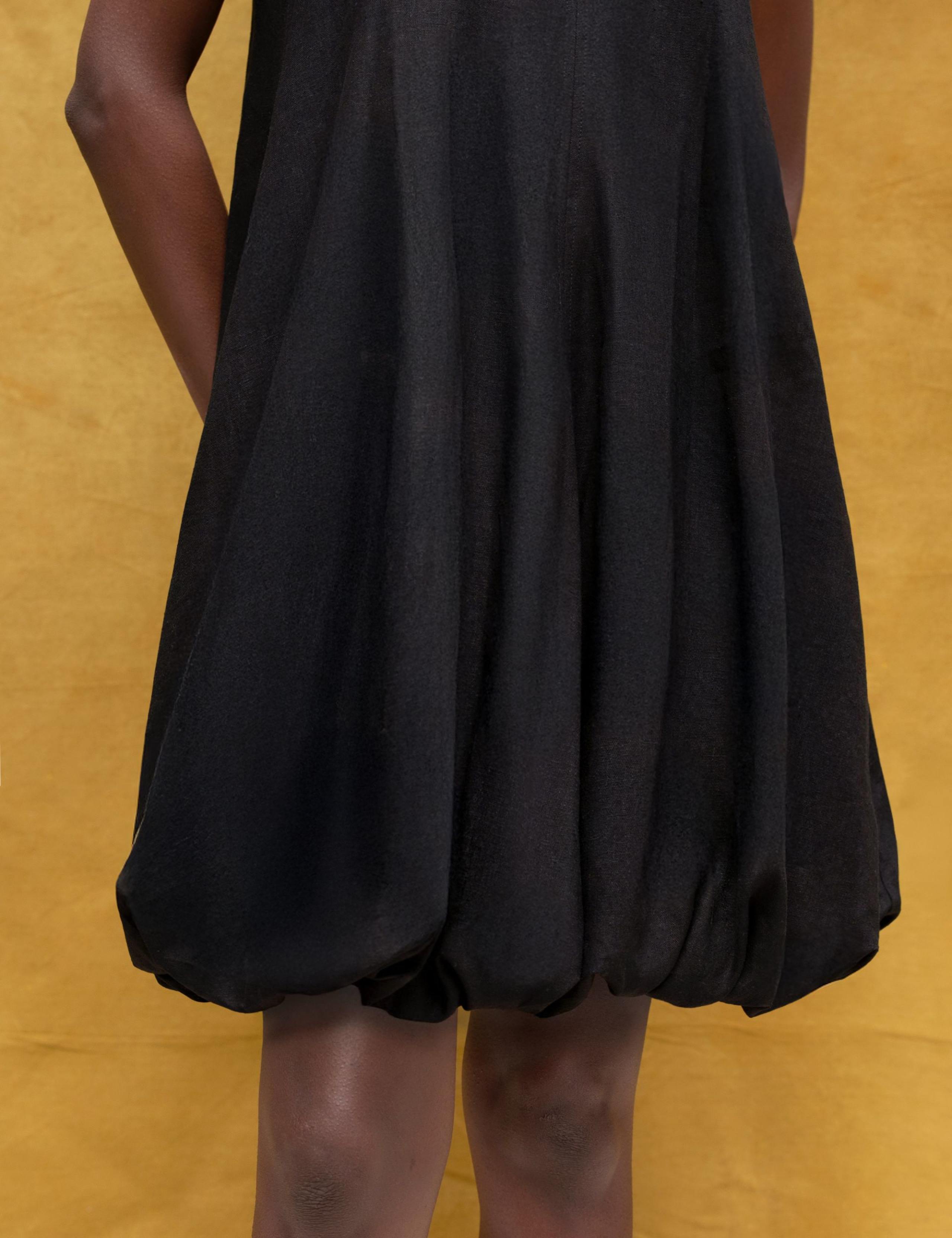 Linen Rich Bubble Hem Mini Shift Dress 4 of 5