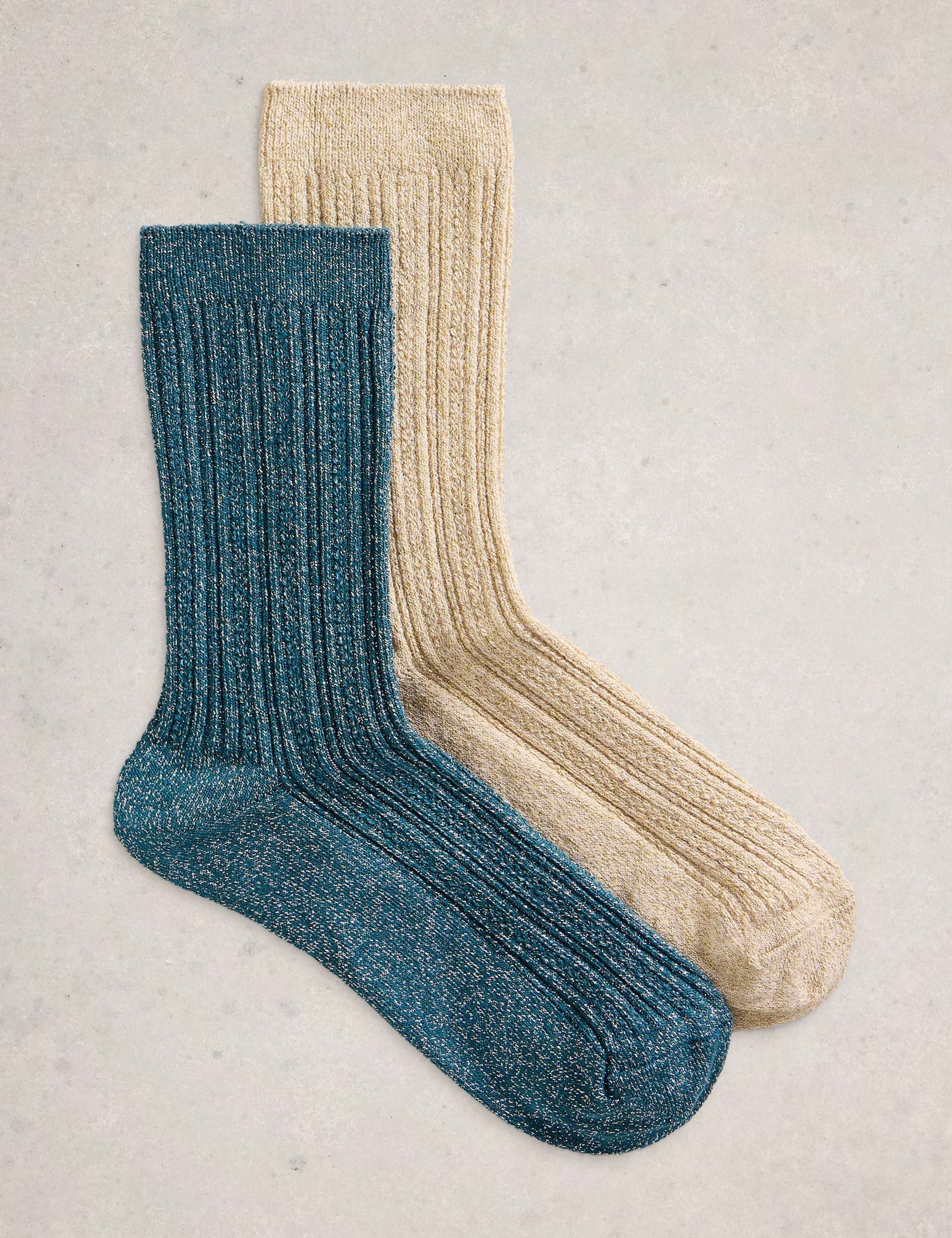 2pk Cotton Rich Sparkle Ankle High Socks 1 of 2