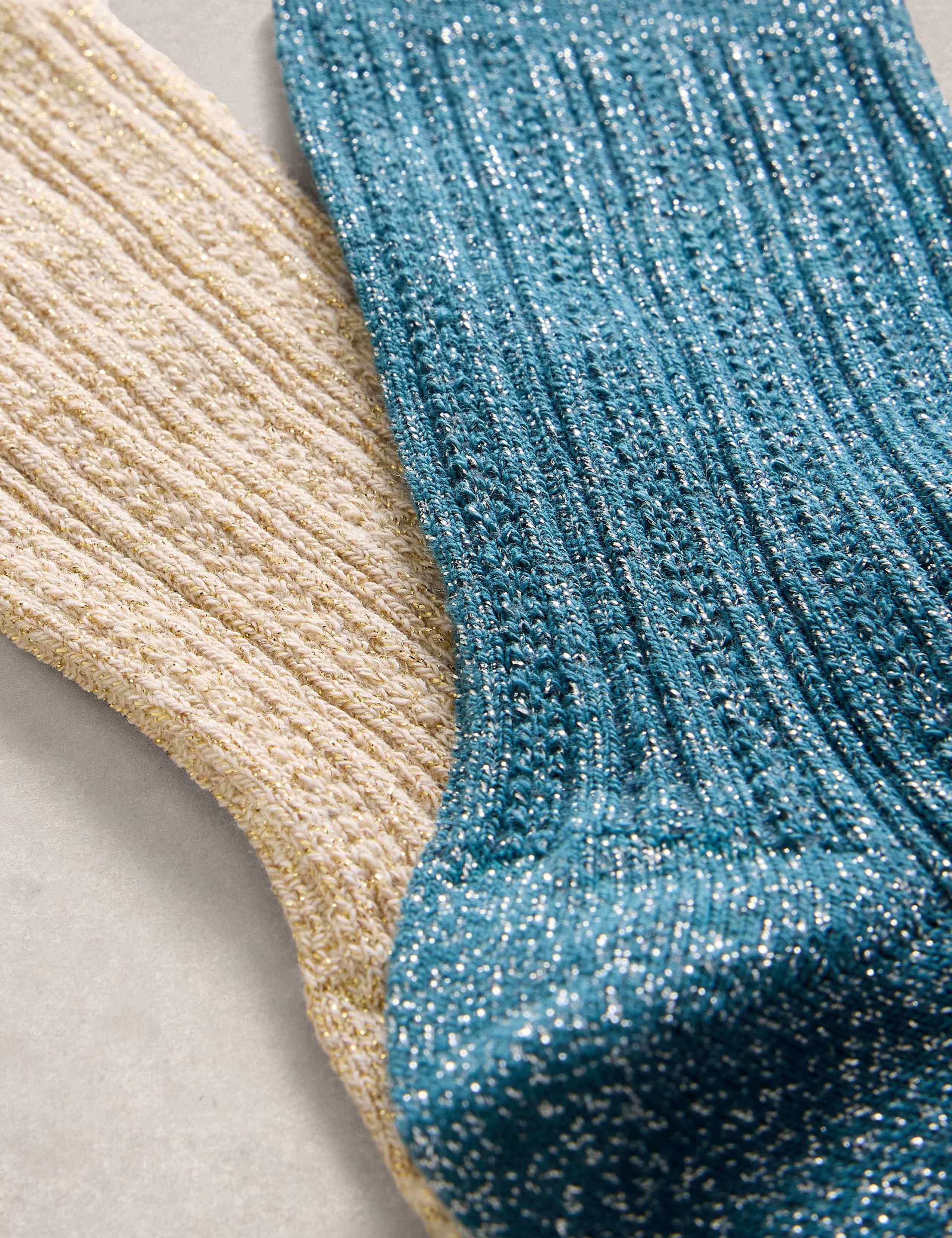 2pk Cotton Rich Sparkle Ankle High Socks 2 of 2