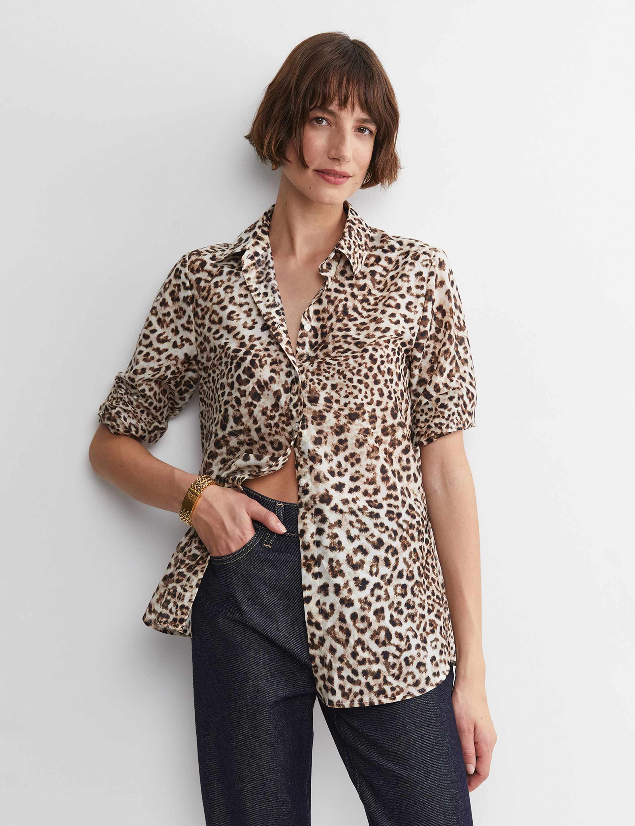 Cotton Rich Animal Print Shirt with Silk 3 of 6