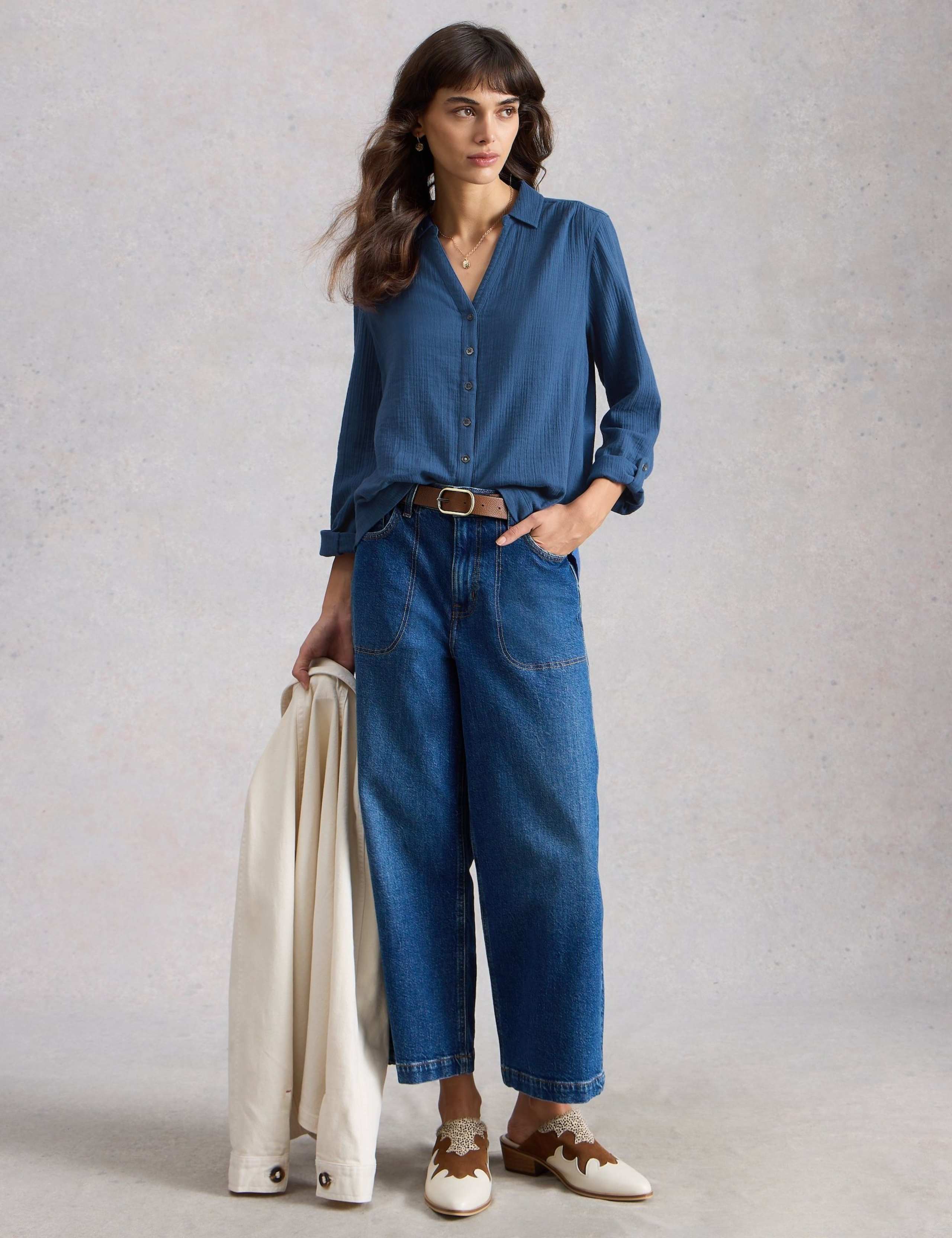 Pure Cotton Double Cloth Collared Shirt 1 of 6