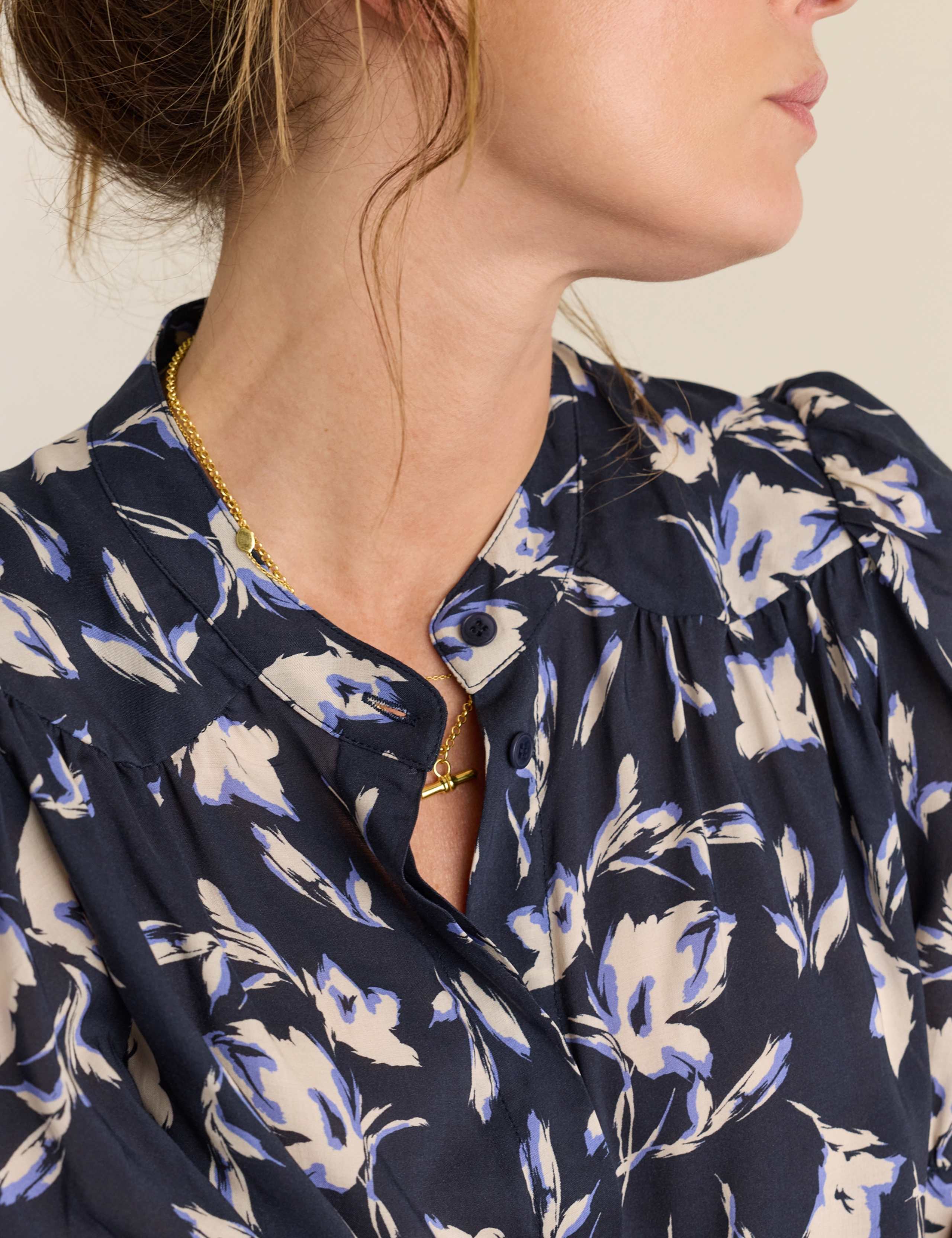 Voile Floral Stand Collar Blouse 4 of 4