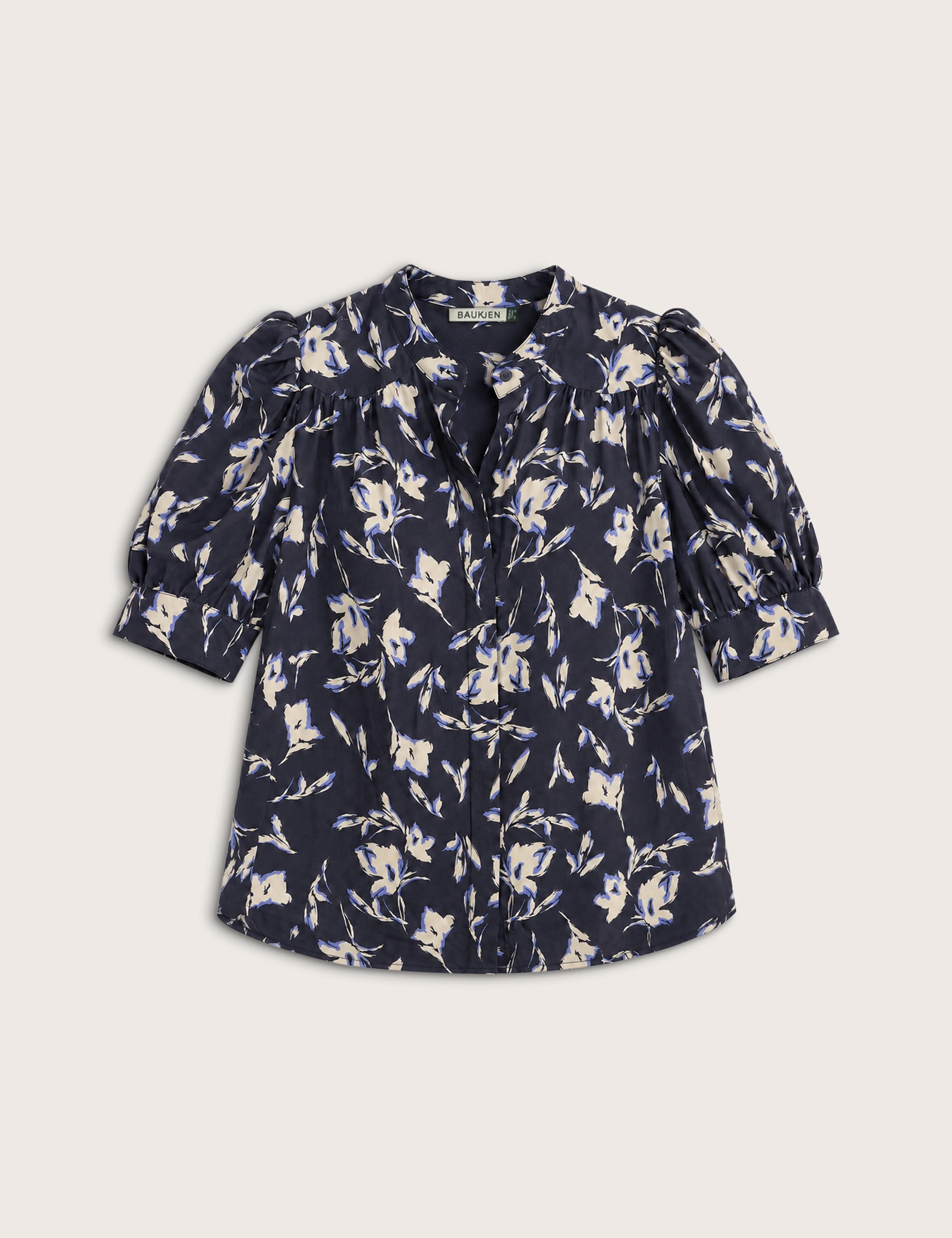 Voile Floral Stand Collar Blouse 2 of 4