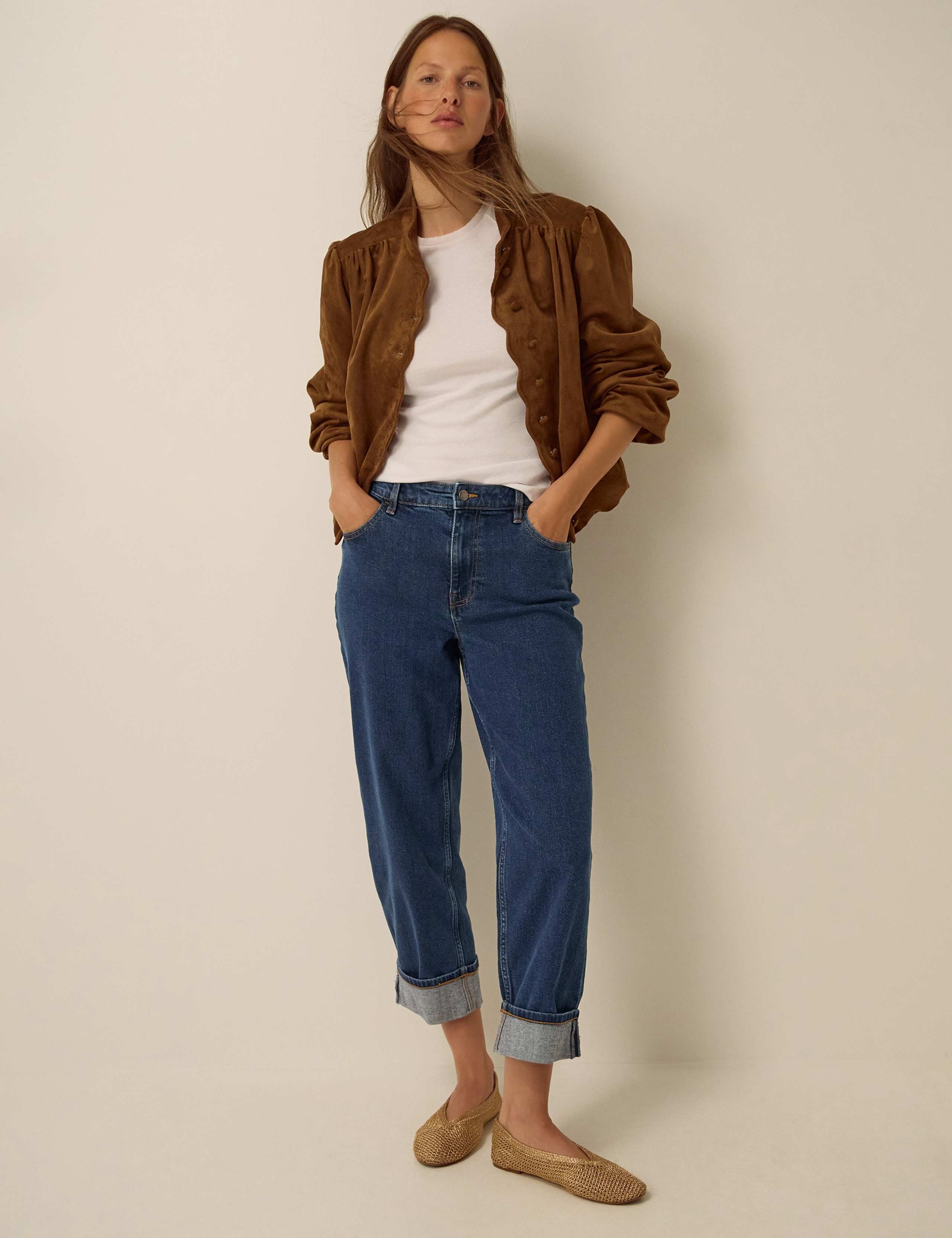 Straight Leg Turn Up Jeans 2 of 5