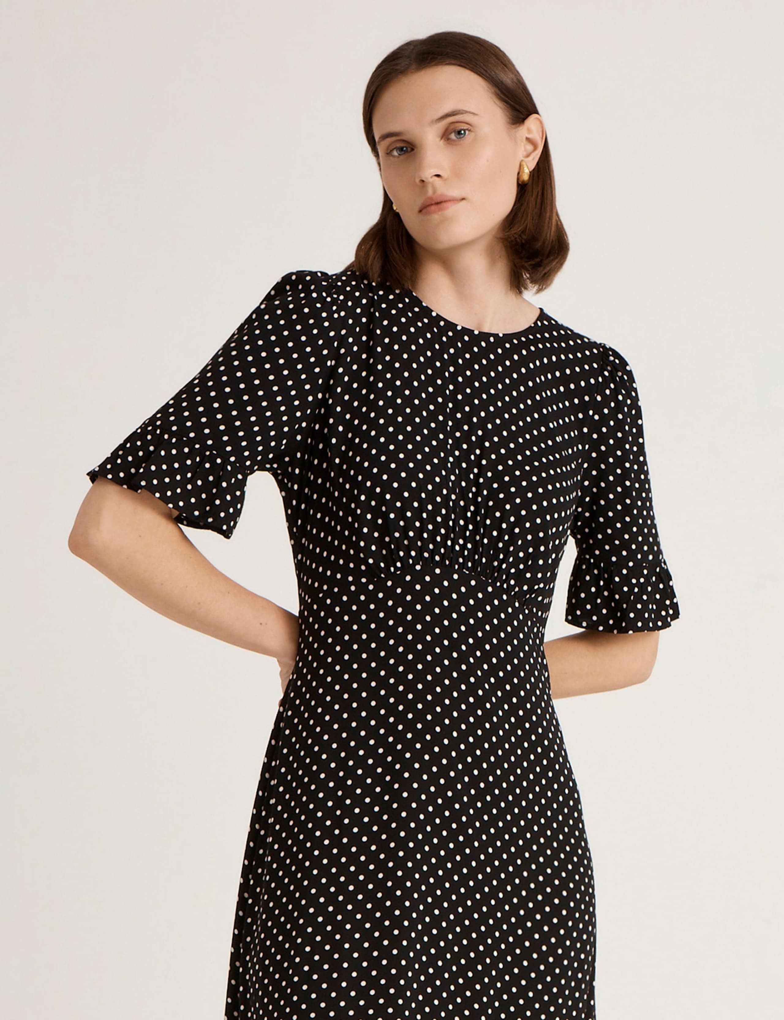 Polka Dot Round Neck Midi Tea Dress 4 of 4