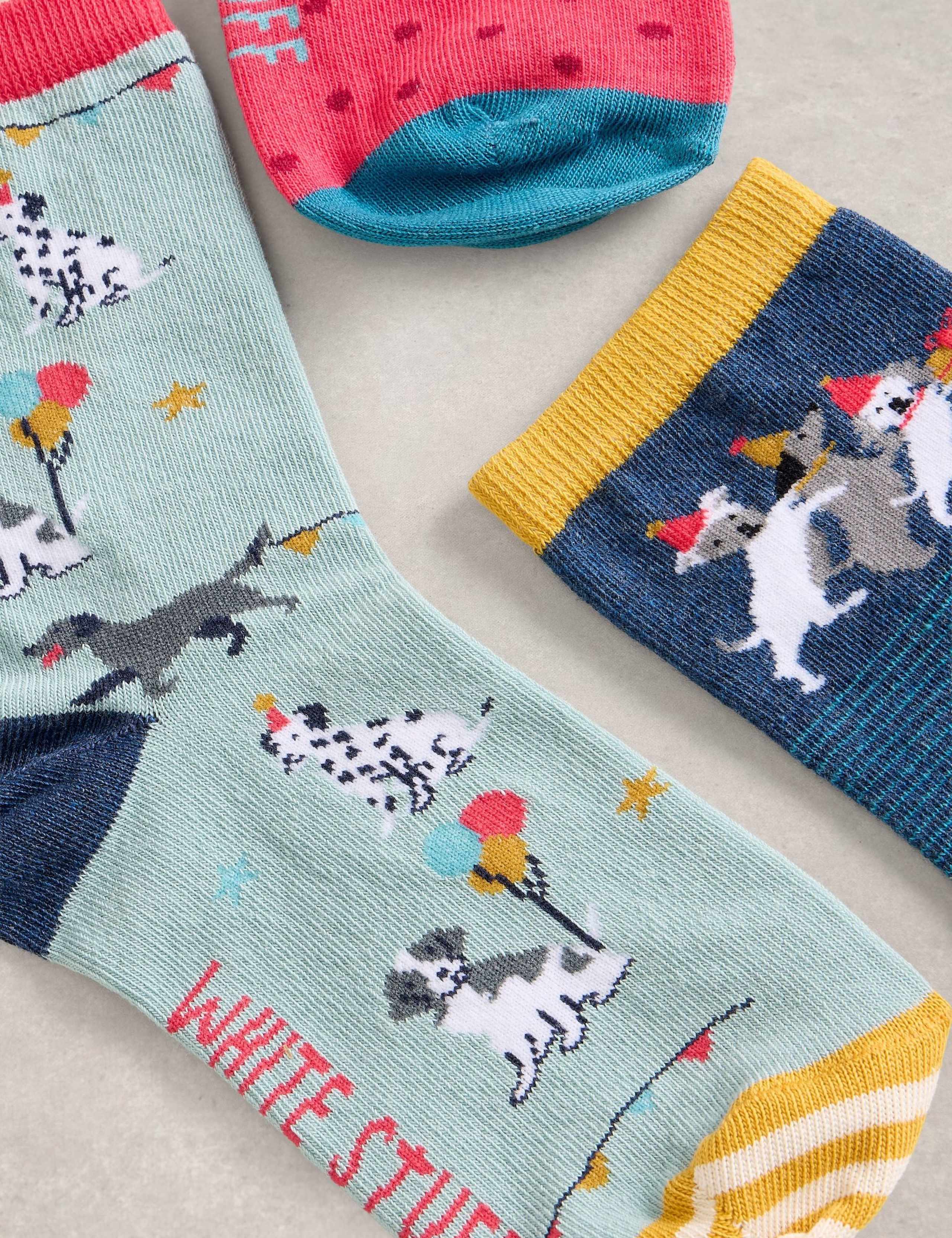 3pk Cotton Rich Party Dogs Ankle High Socks 2 of 2
