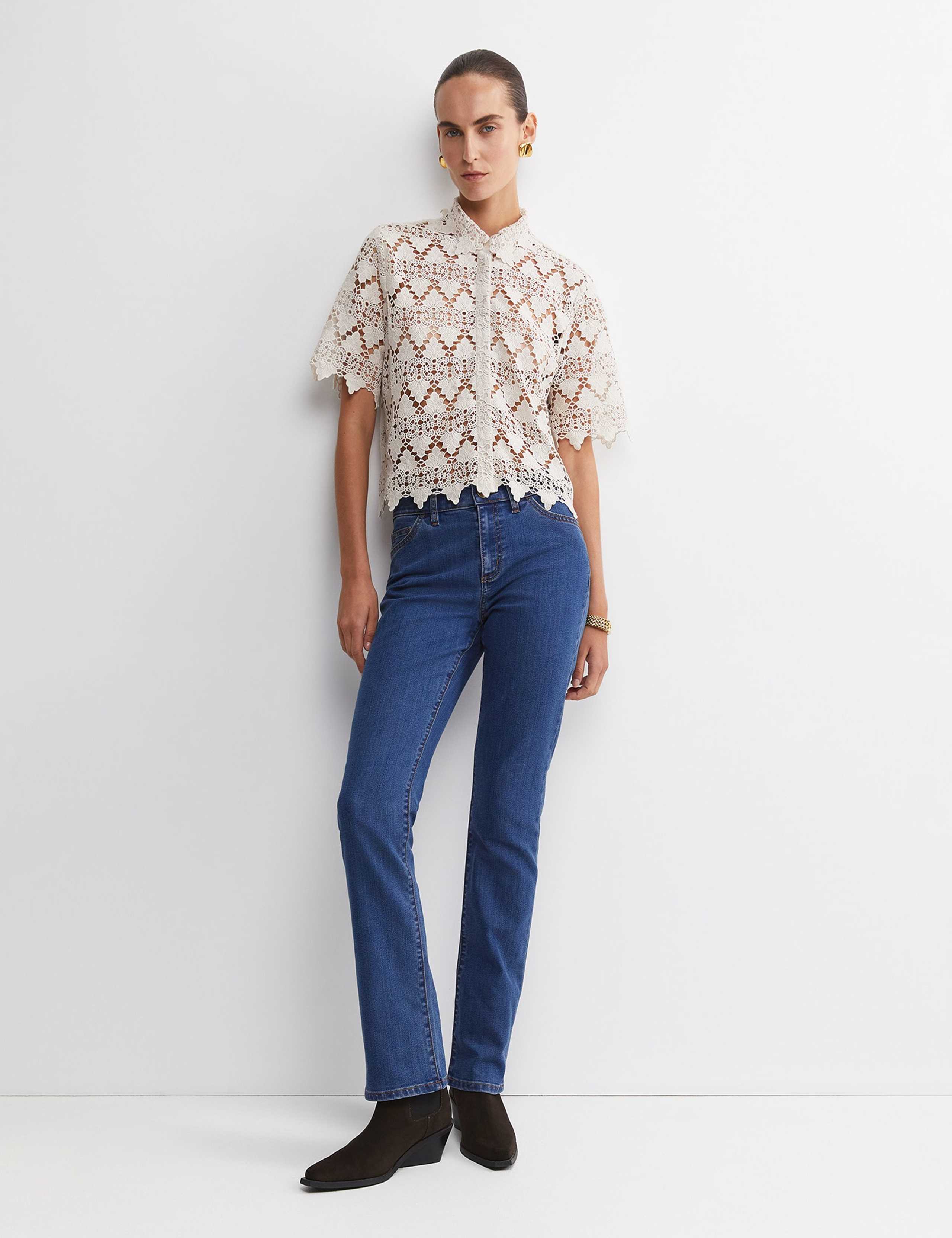 Pure Cotton Lace Collared Cropped Shirt 4 of 5
