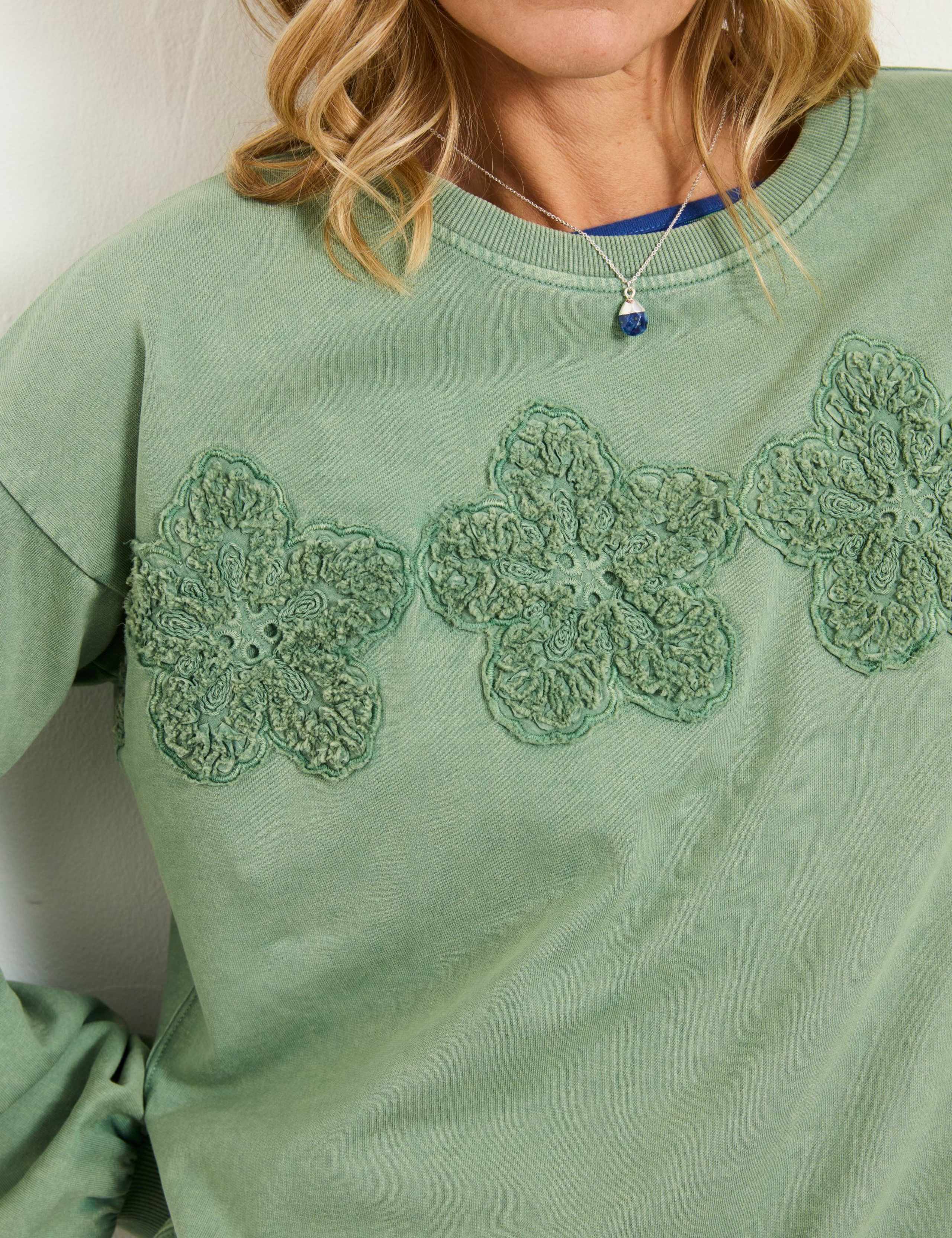Pure Cotton Embroidered Floral Sweatshirt 6 of 7