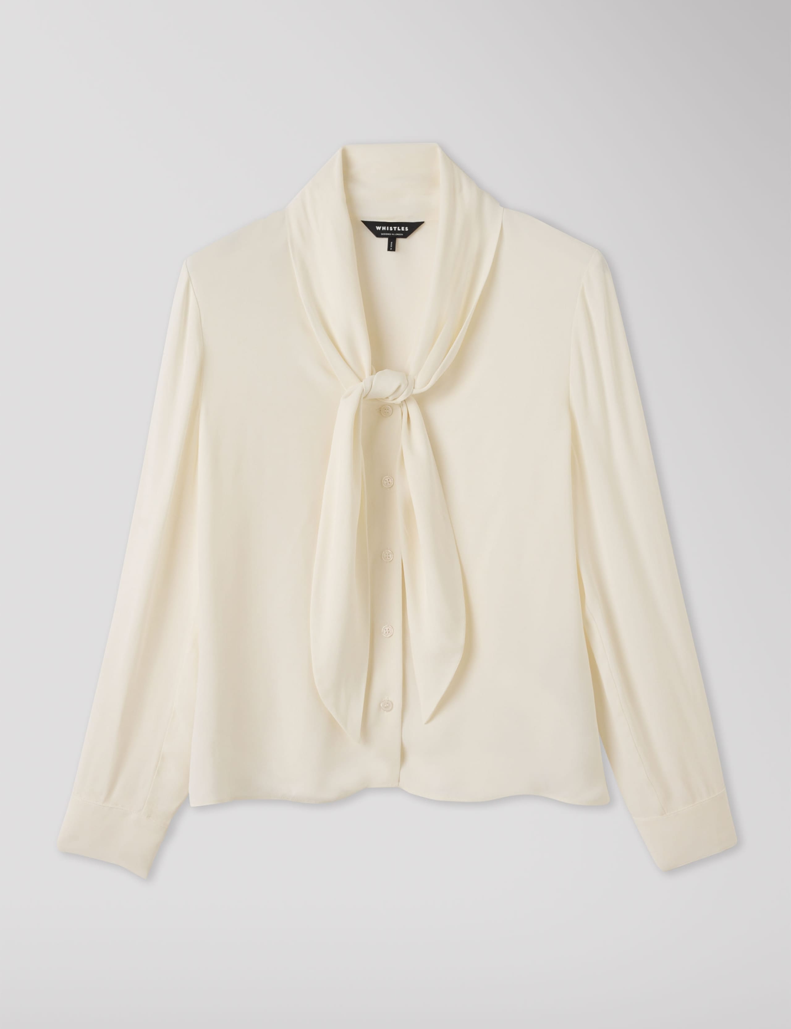 Crepe Tie Neck Button Through Blouse 2 of 6