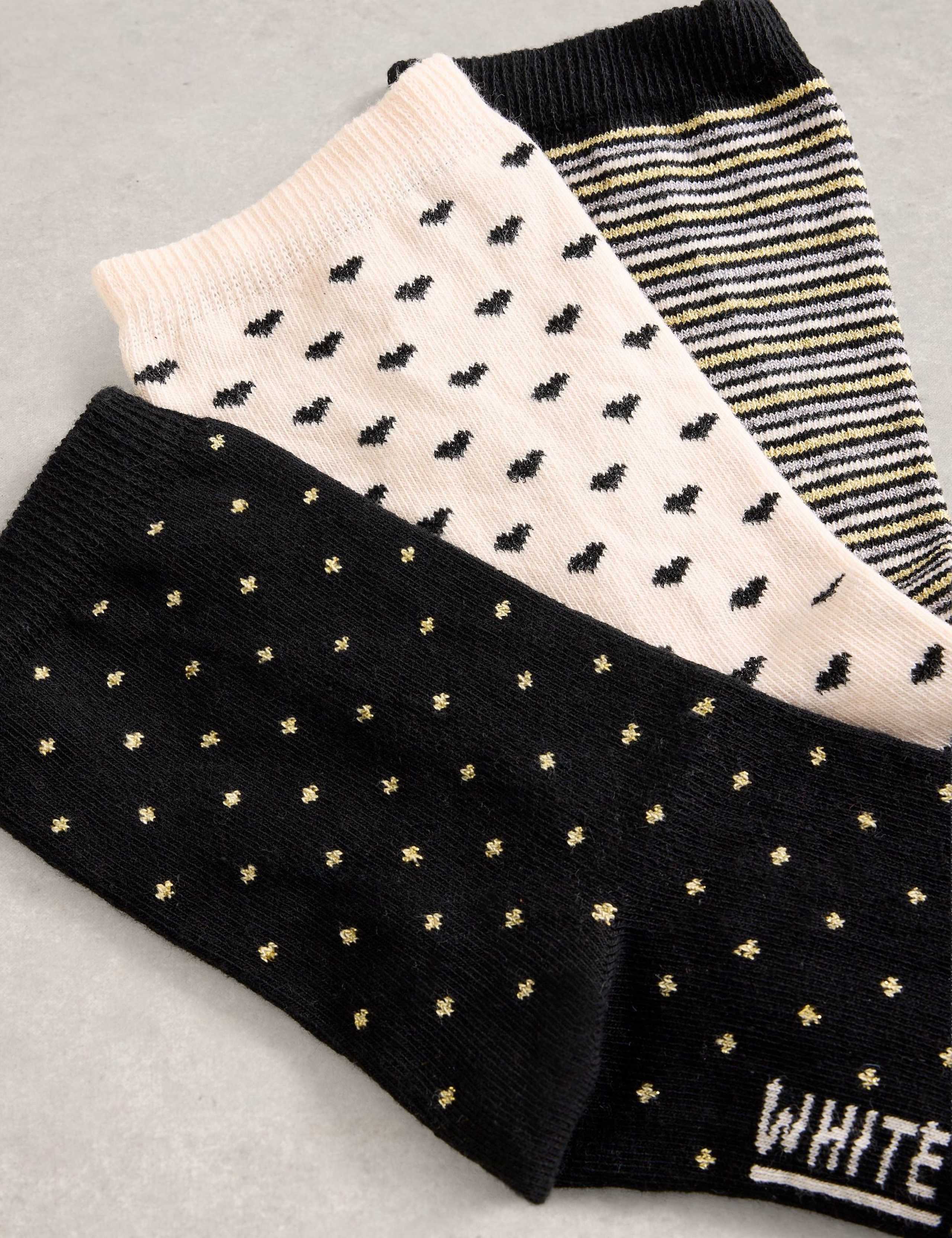 3pk Cotton Rich Sparkle Ankle High Socks 2 of 2