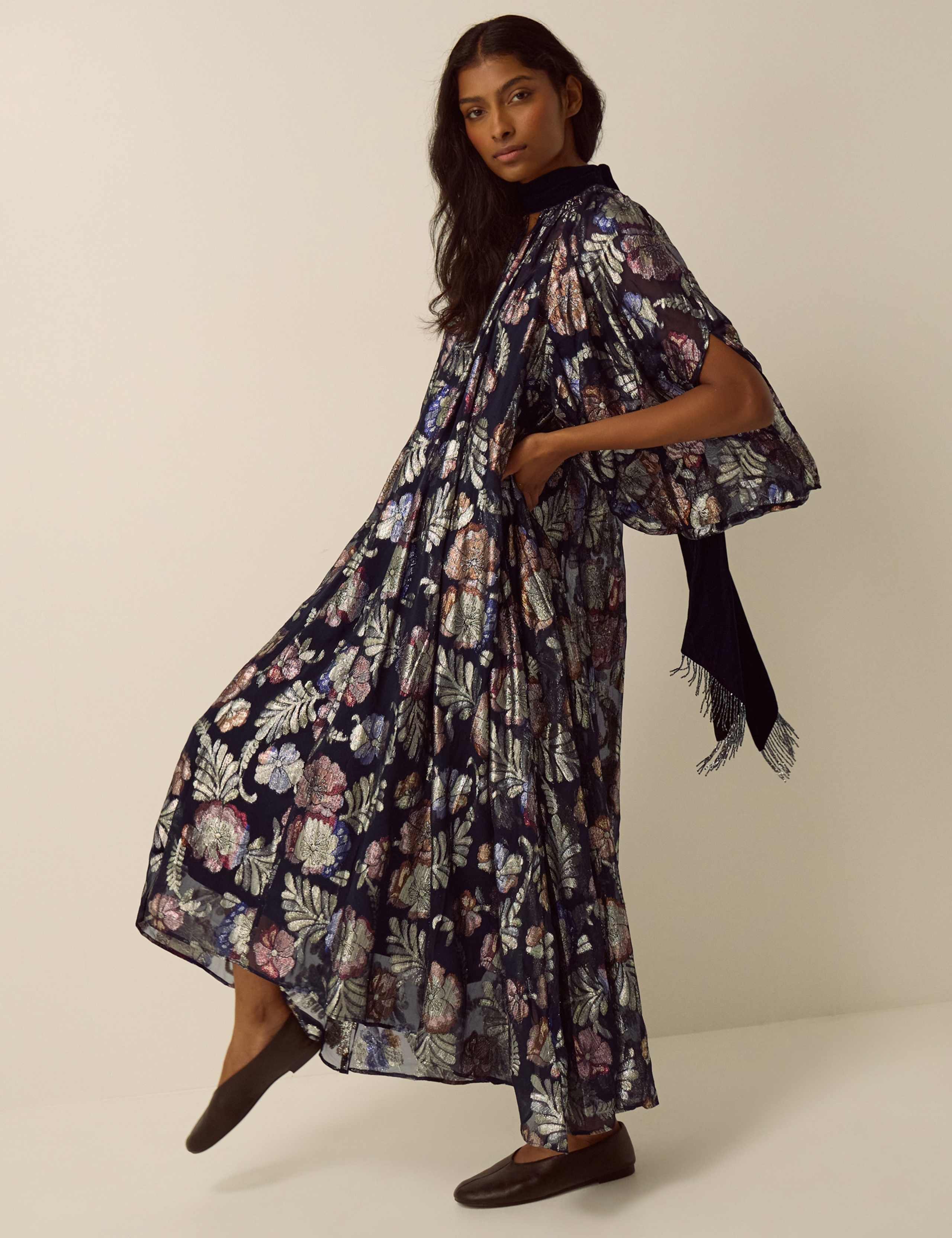 High Neck Tie Detail Midi Swing Dress 4 of 6
