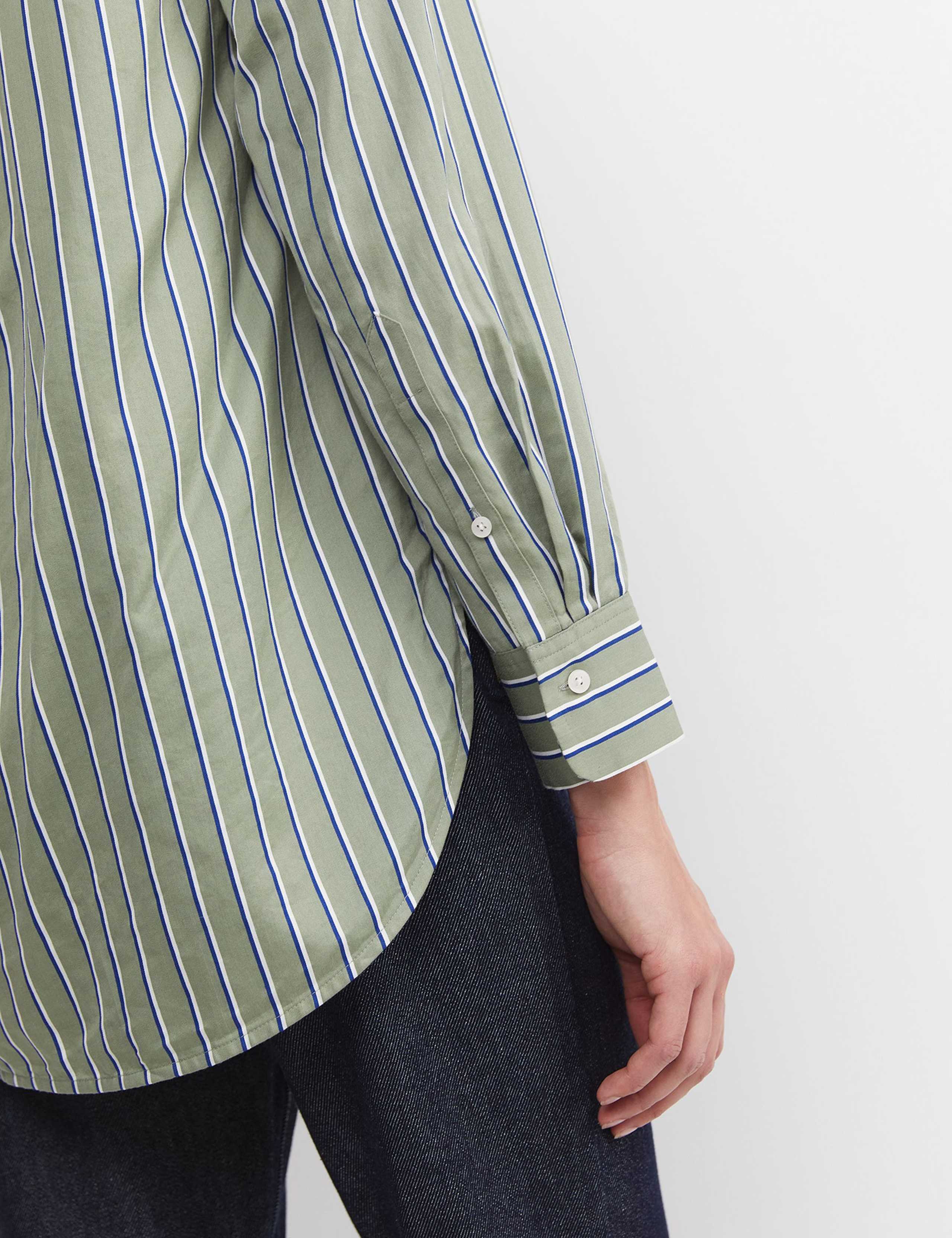 Cotton Rich Striped Collared Shirt with Silk 6 of 6