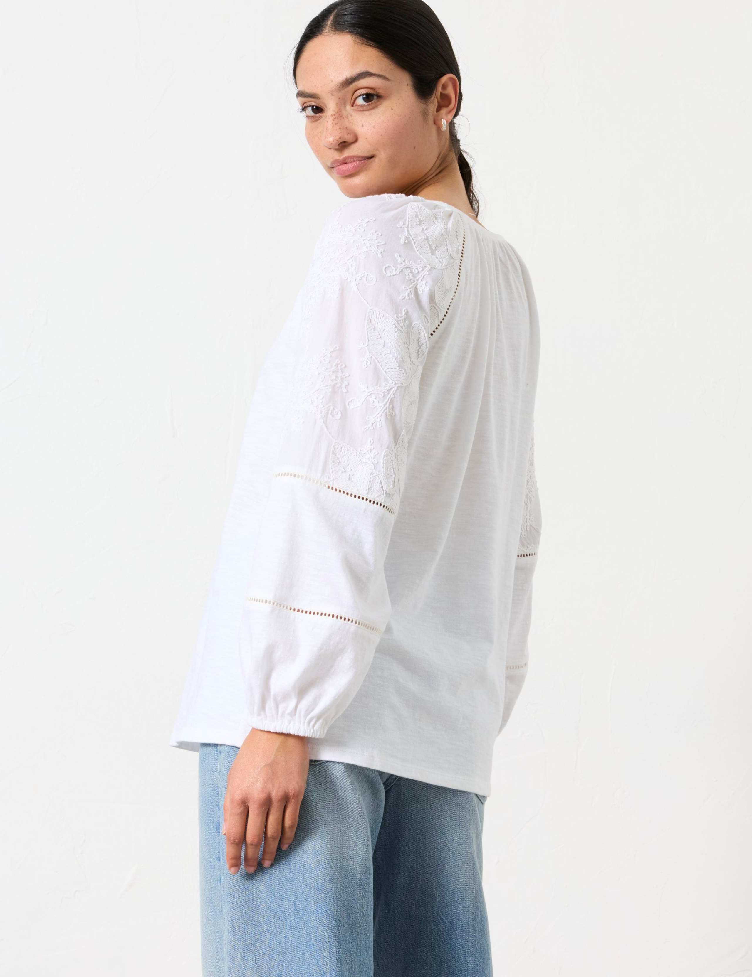 Pure Cotton Embroidered Round Neck Top 4 of 6