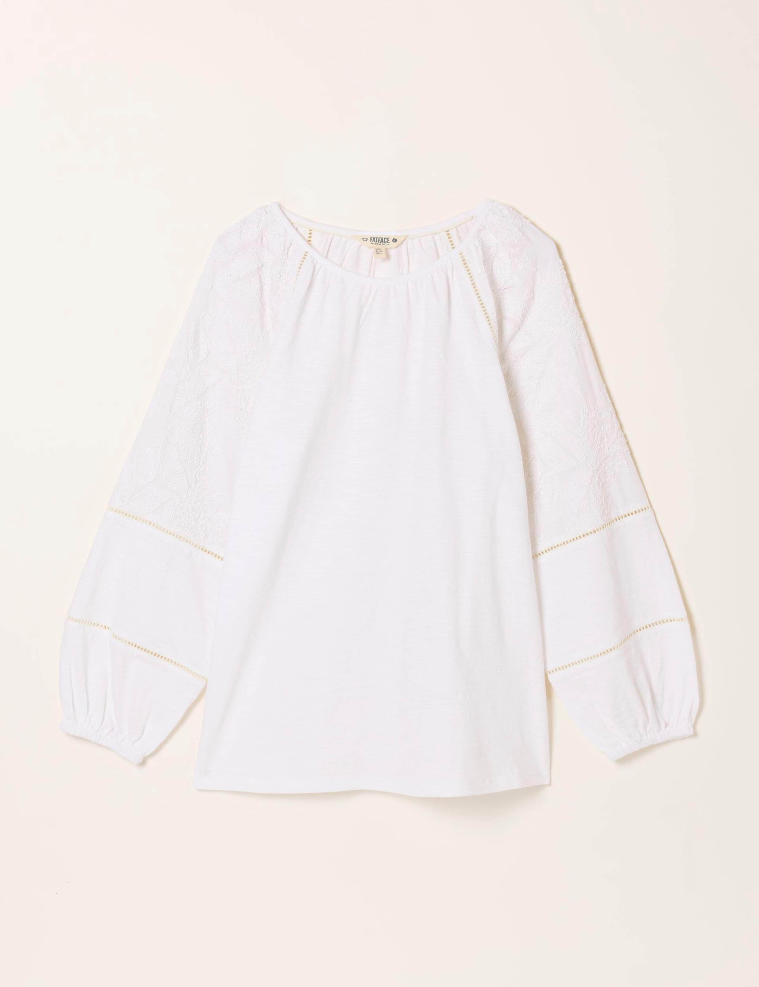 Pure Cotton Embroidered Round Neck Top 2 of 6