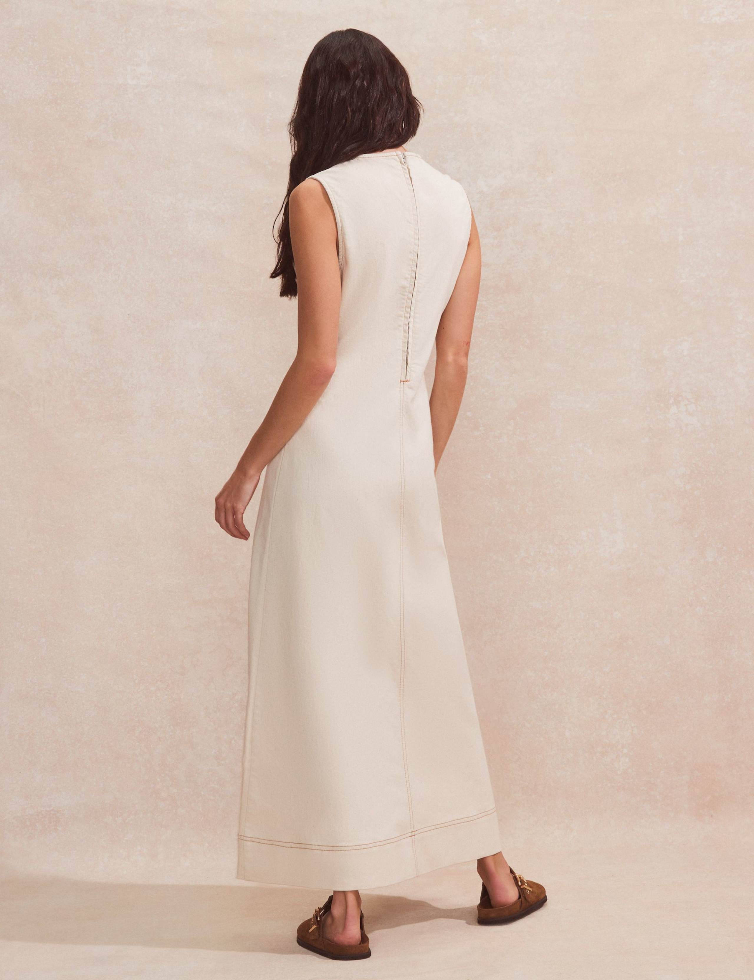 Denim V-Neck Maxi Skater Dress 3 of 7