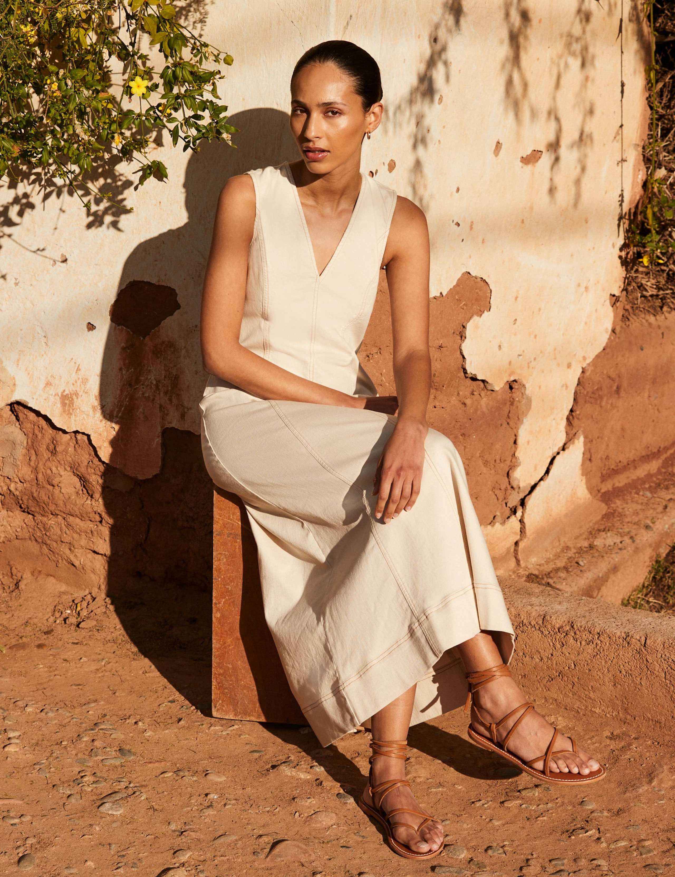 Denim V-Neck Maxi Skater Dress 4 of 7