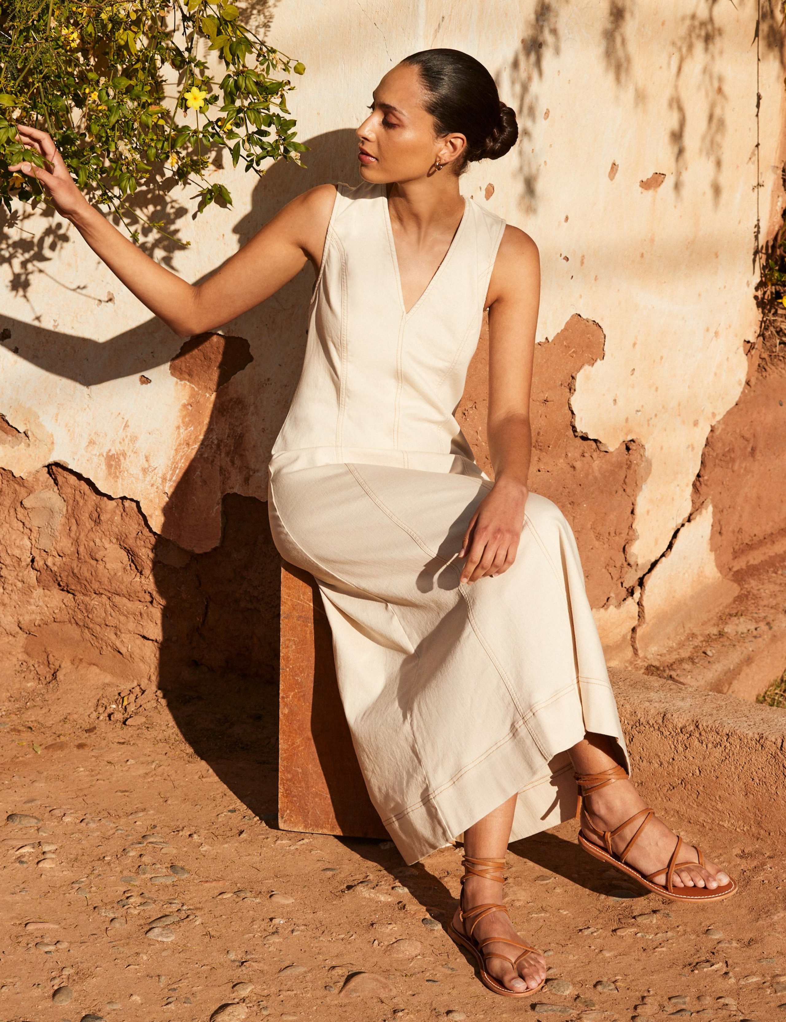 Denim V-Neck Maxi Skater Dress 6 of 7