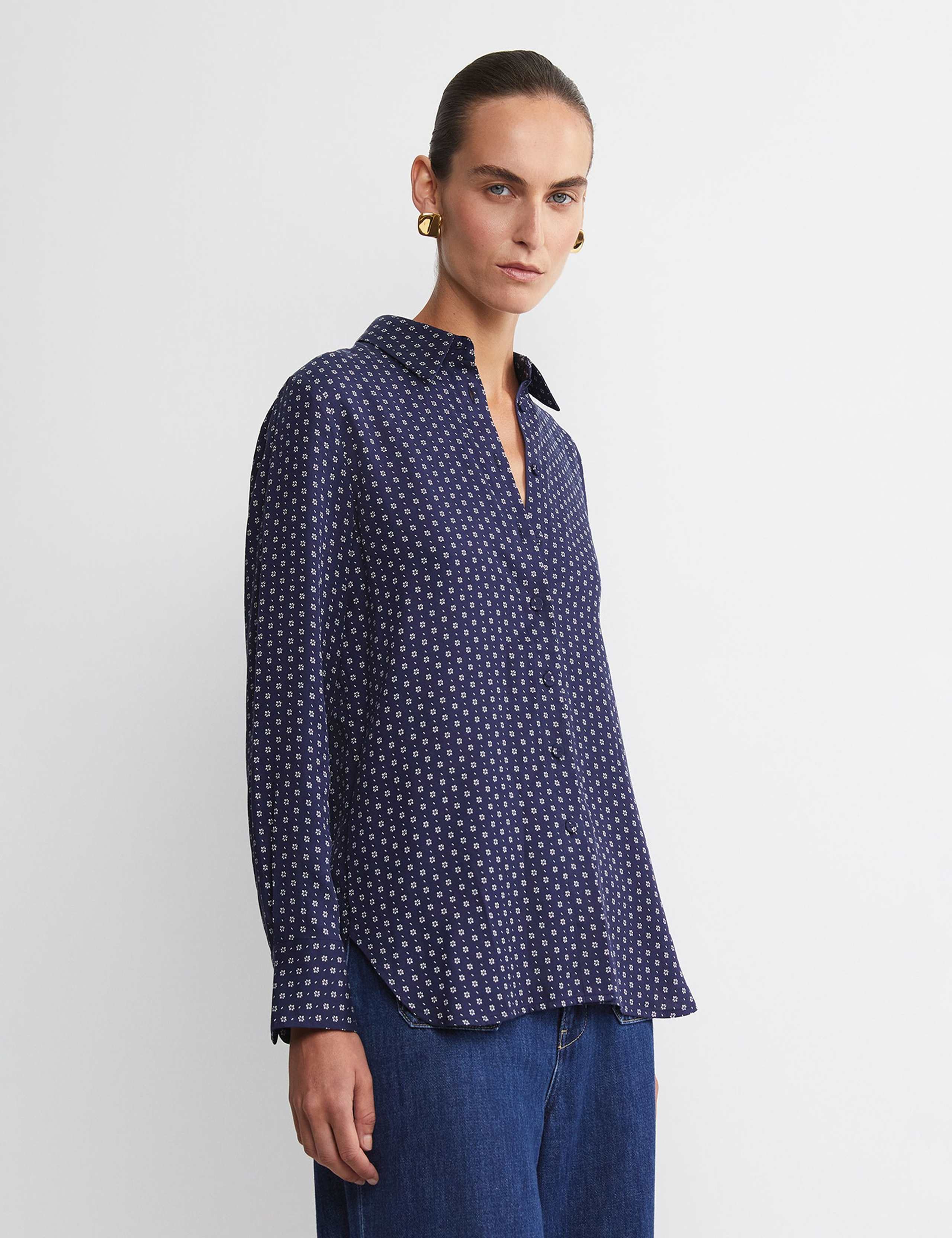 Pure Lyocell Geometric Collared Shirt 4 of 7