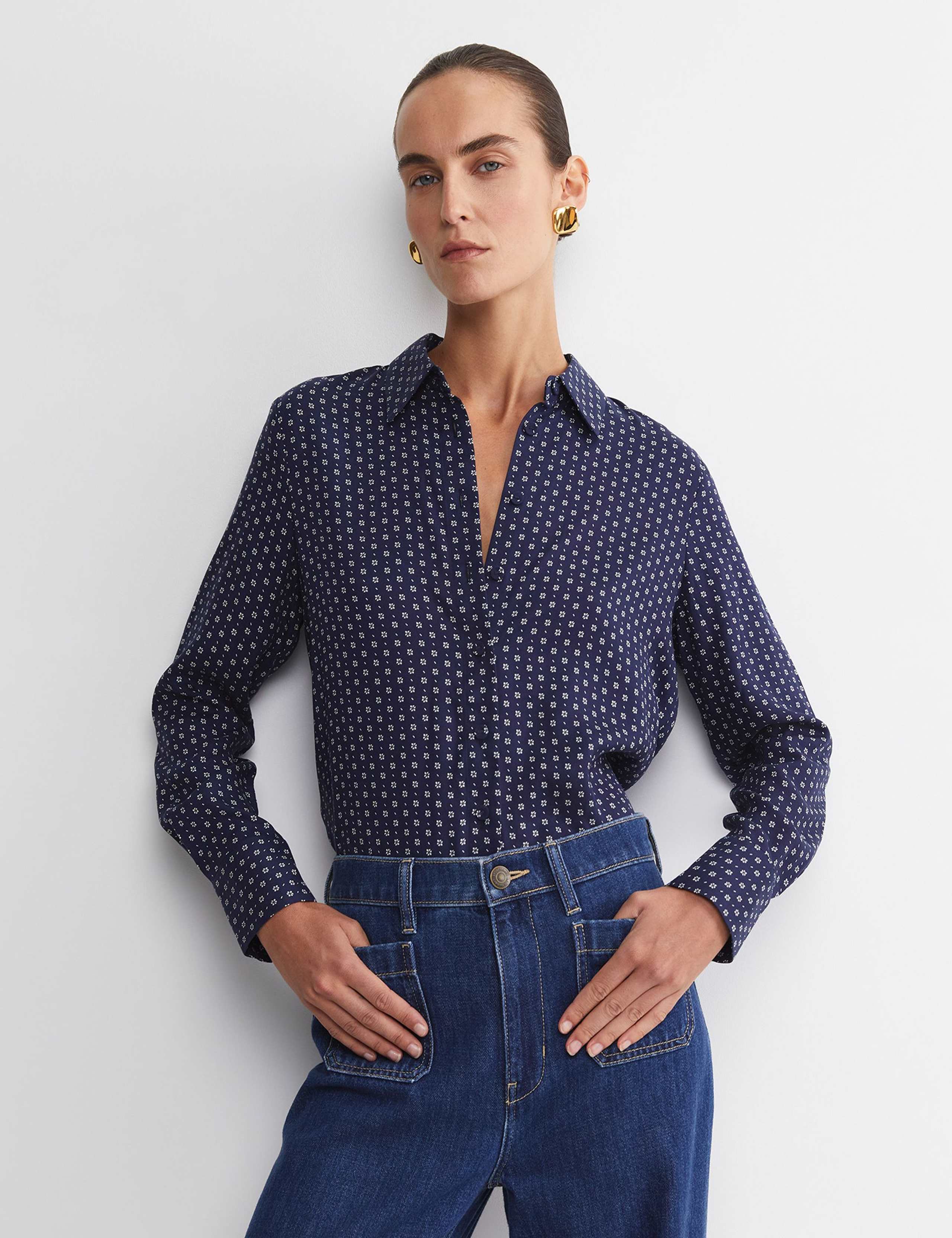 Pure Lyocell Geometric Collared Shirt 5 of 7