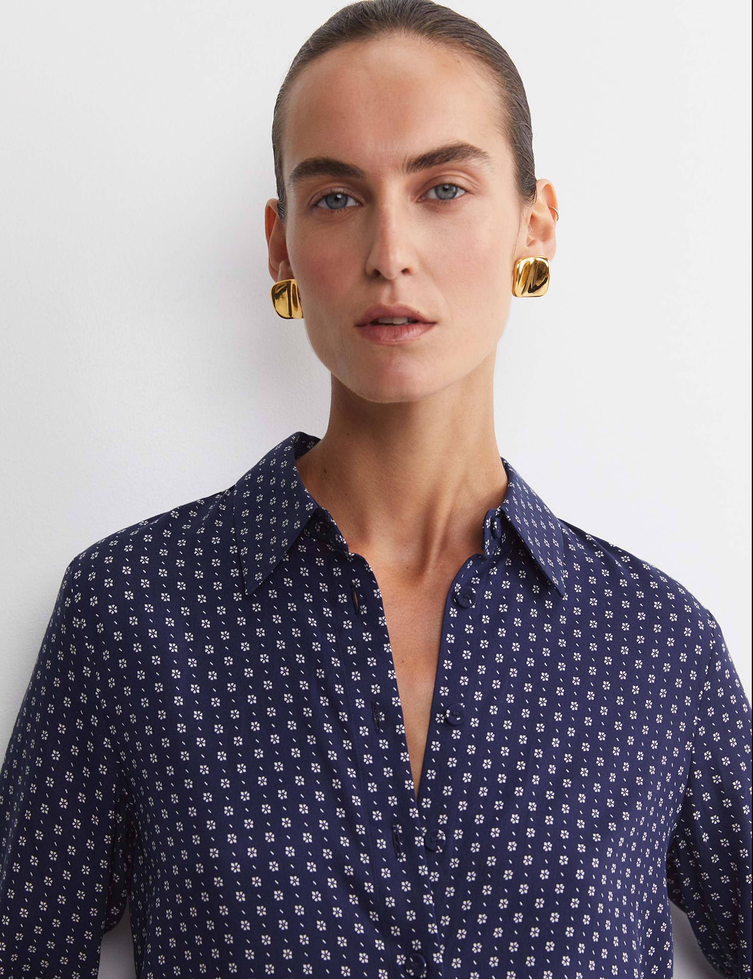 Pure Lyocell Geometric Collared Shirt 6 of 7