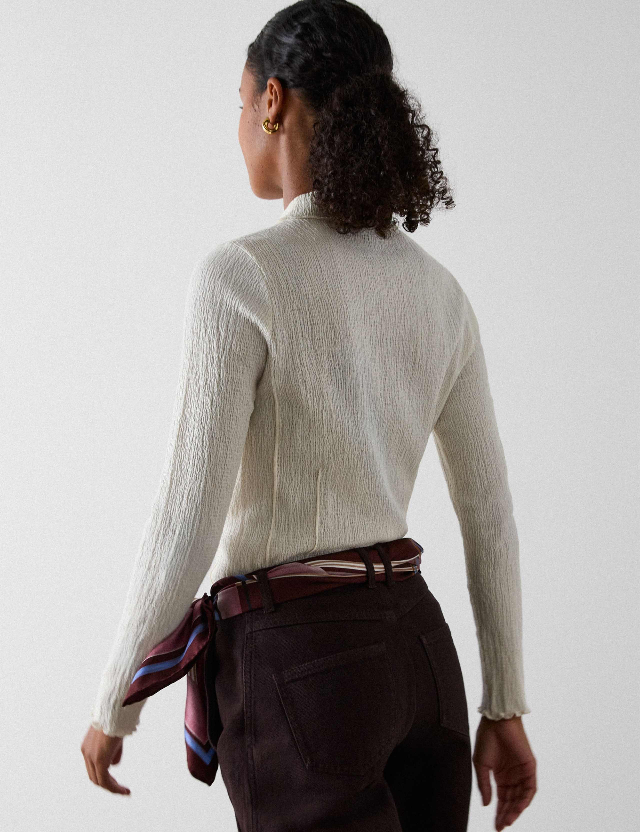 Cotton Blend Textured Roll Neck Top 5 of 5