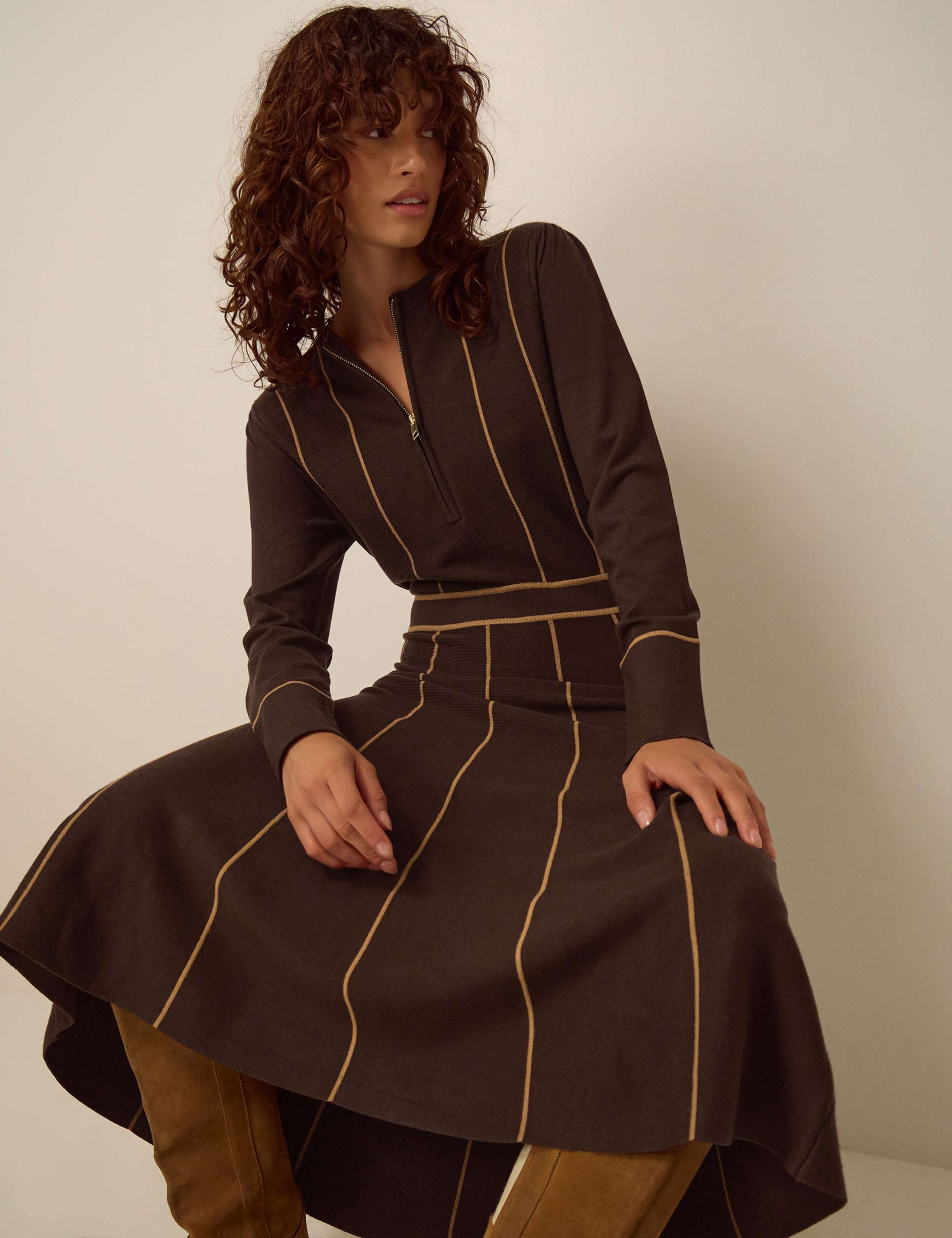 Knitted Zip Up Midi Sweater Dress 3 of 3