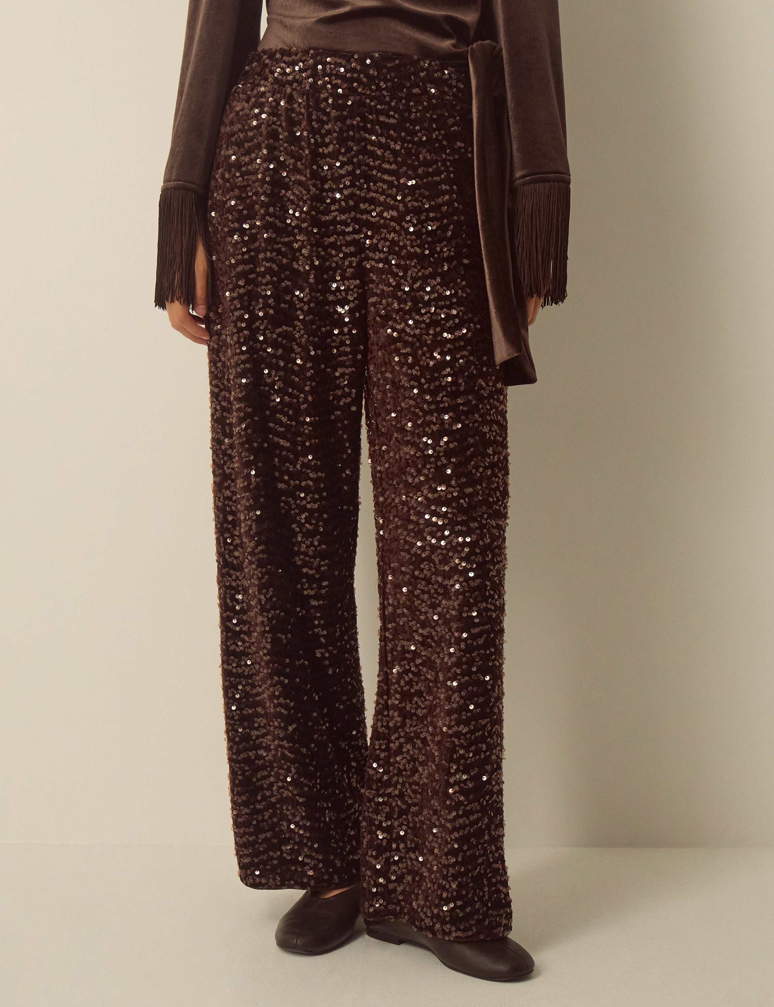 Velvet Sequin Wide Leg Trousers 2 of 4