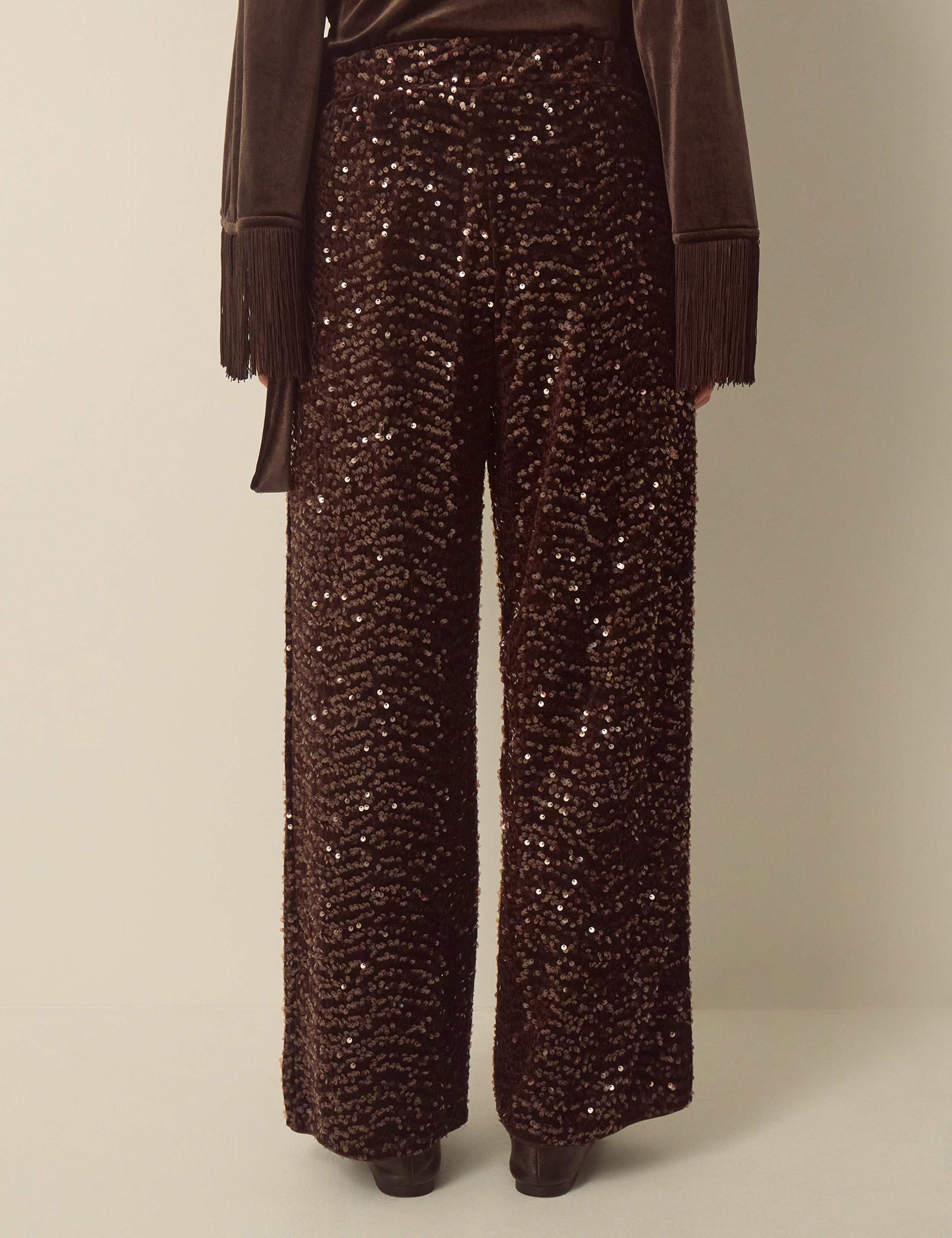 Velvet Sequin Wide Leg Trousers 3 of 4
