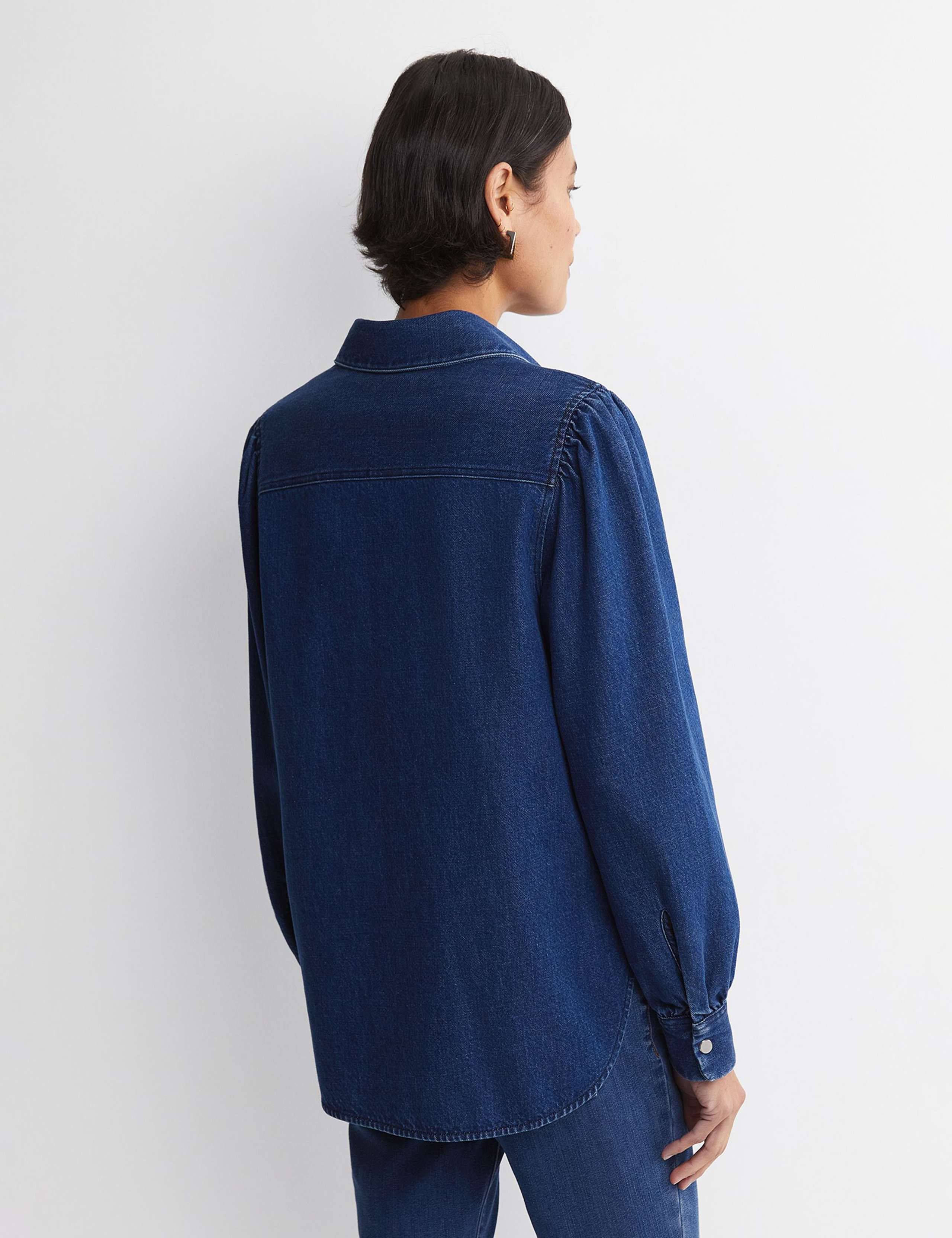 Denim Collared Bib Detail Shirt 3 of 6