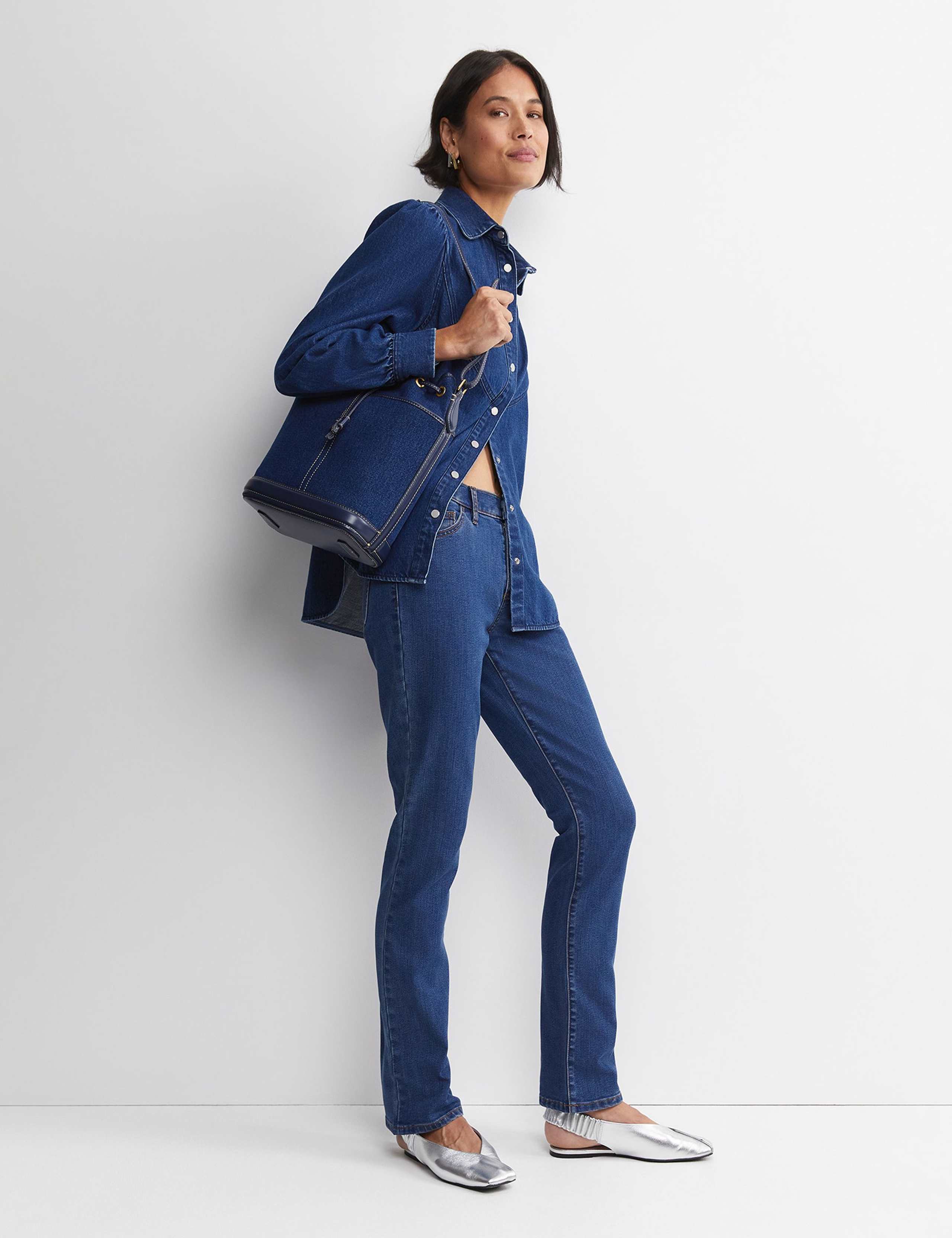 Denim Collared Bib Detail Shirt 4 of 6