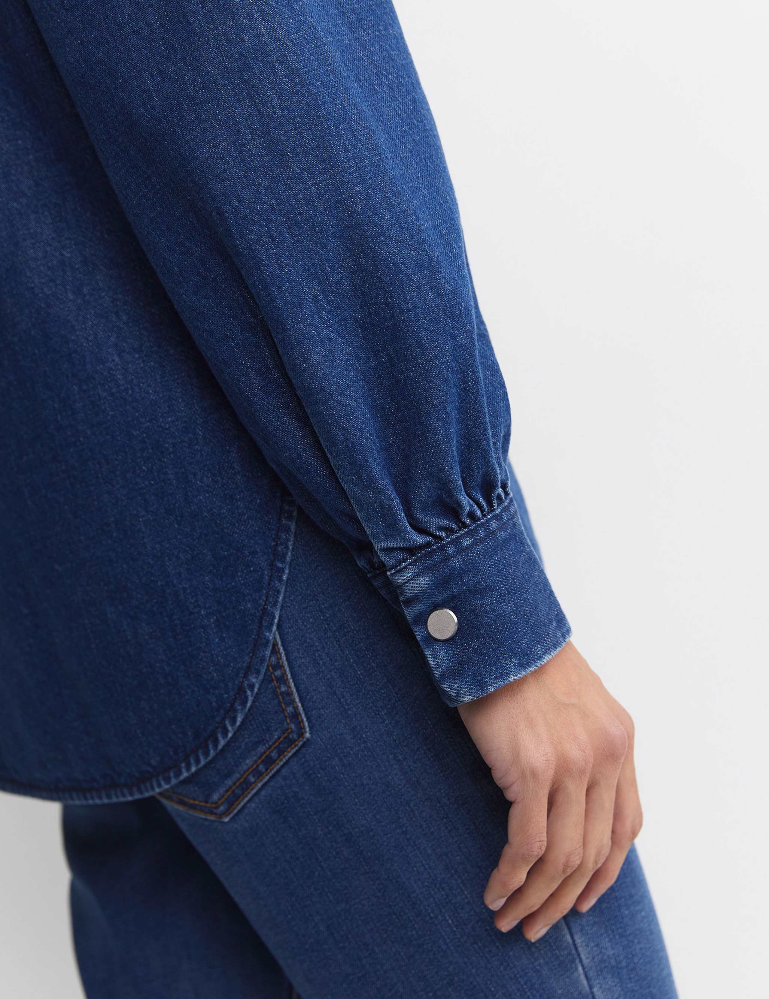 Denim Collared Bib Detail Shirt 6 of 6