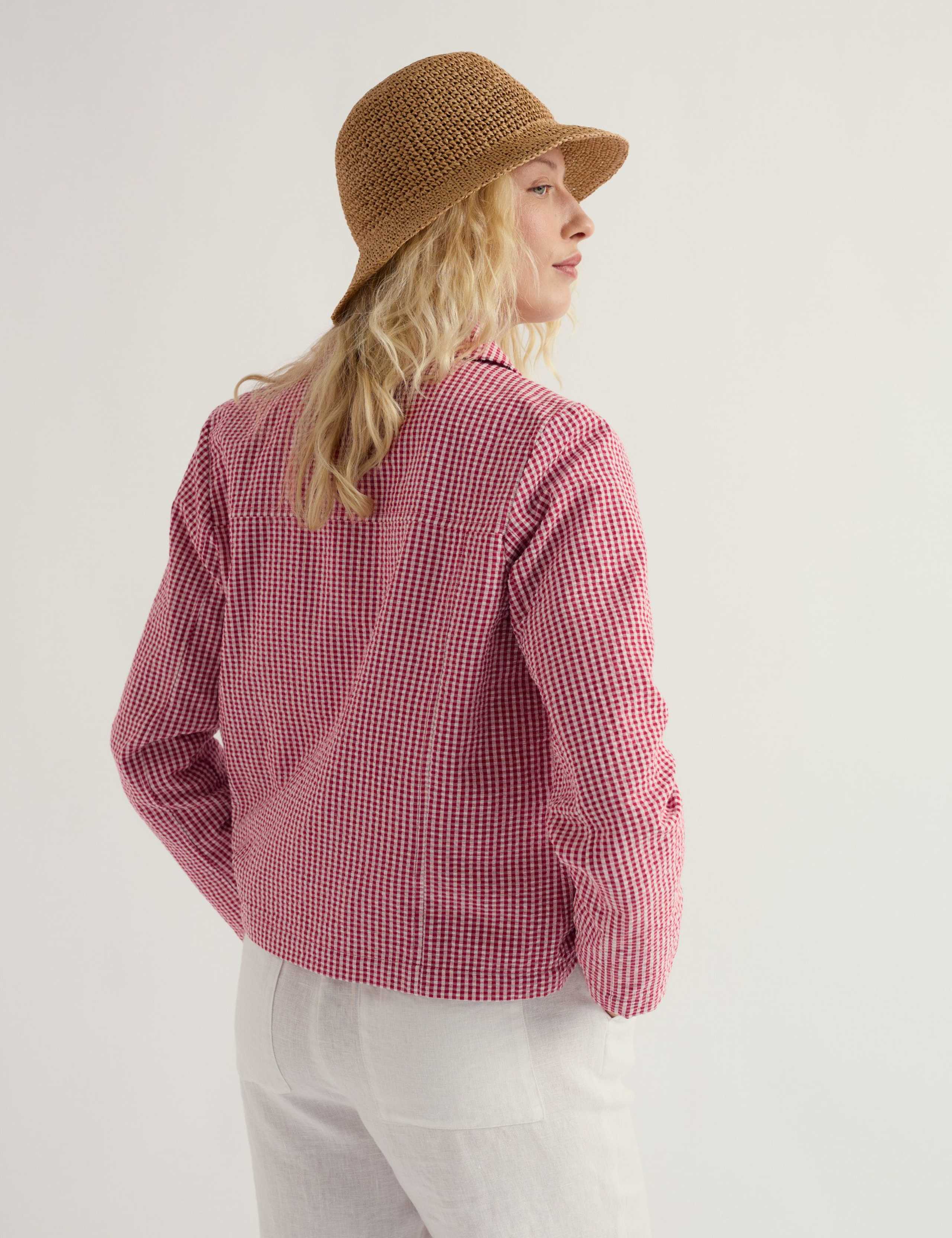 Pure Cotton Checked Collared Shacket 4 of 5