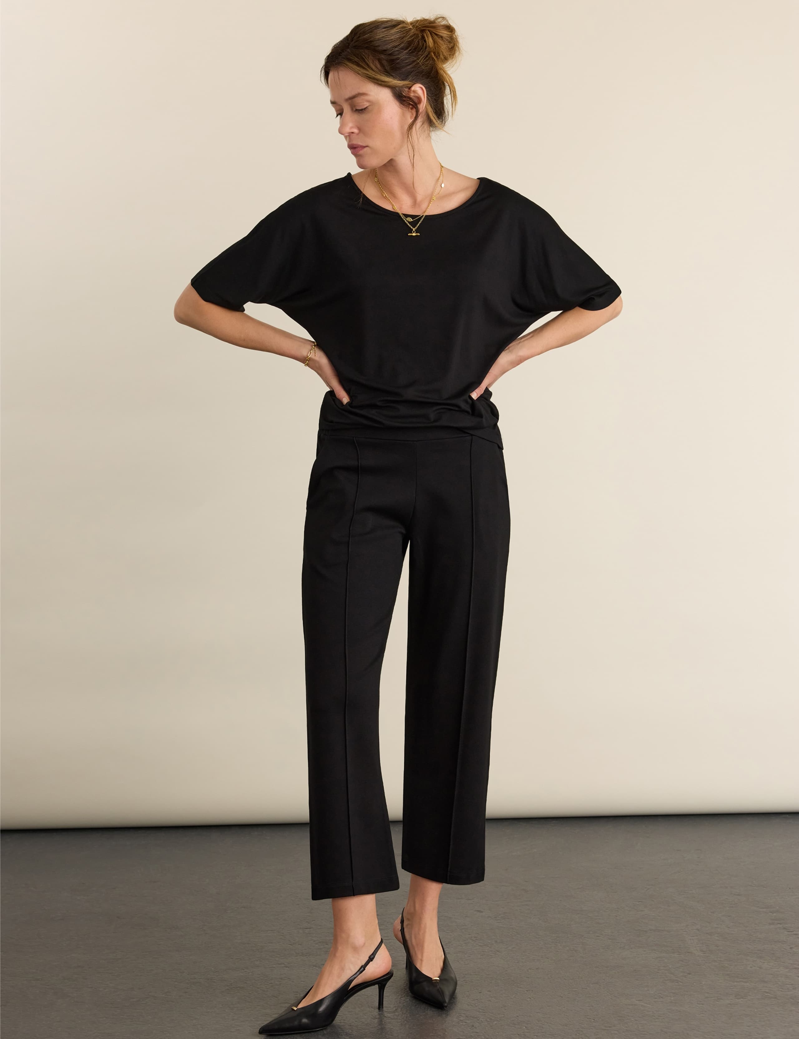 Jersey Slash Neck Batwing Relaxed Top 1 of 4