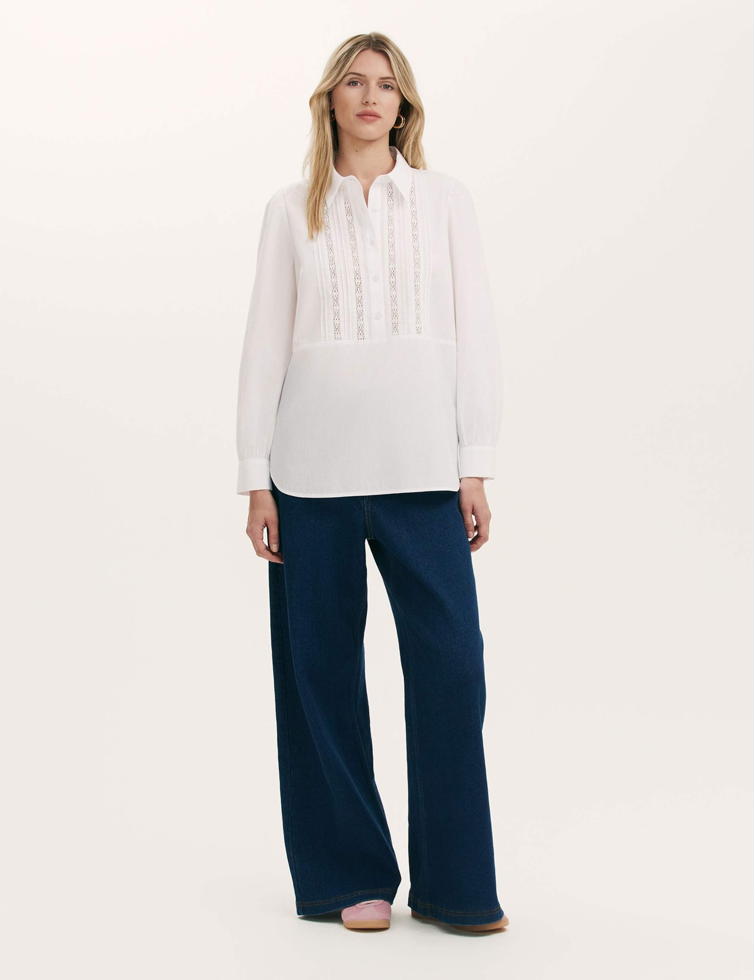 Pure Cotton Broderie Collared Shirt 2 of 4