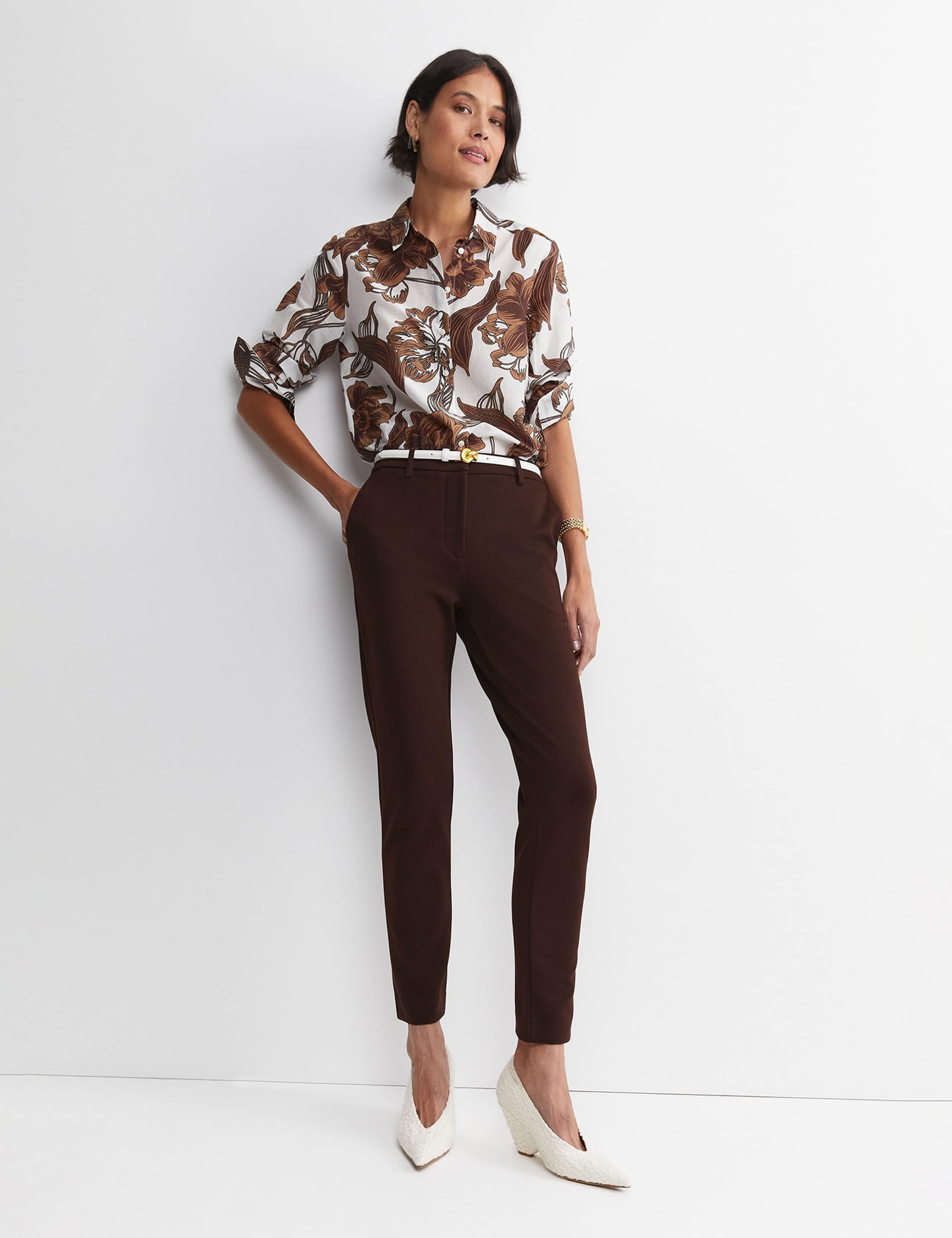 Cotton Rich Slim Fit Cropped Trousers 3 of 5