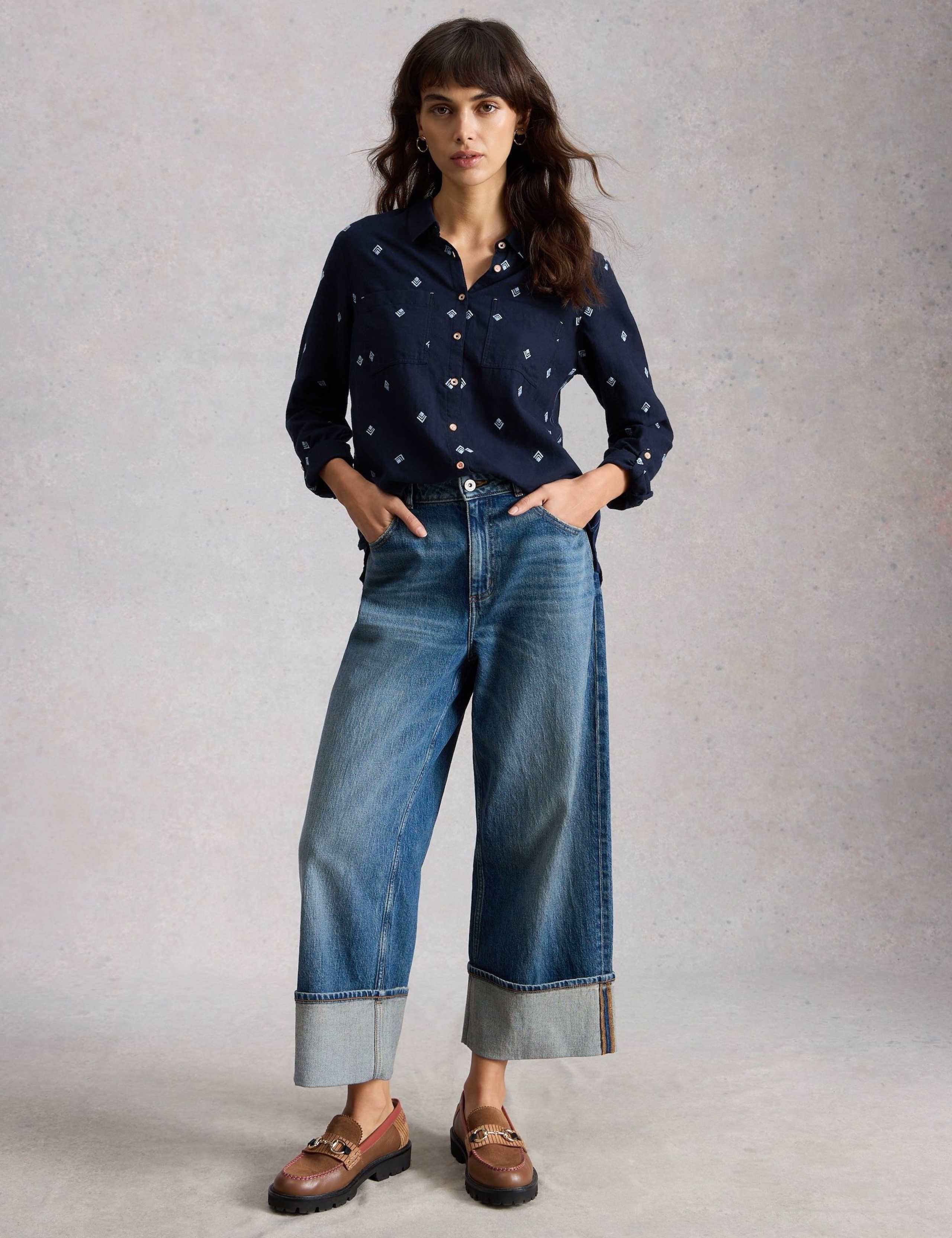 Pure Cotton Embroidered Collared Shirt 1 of 6