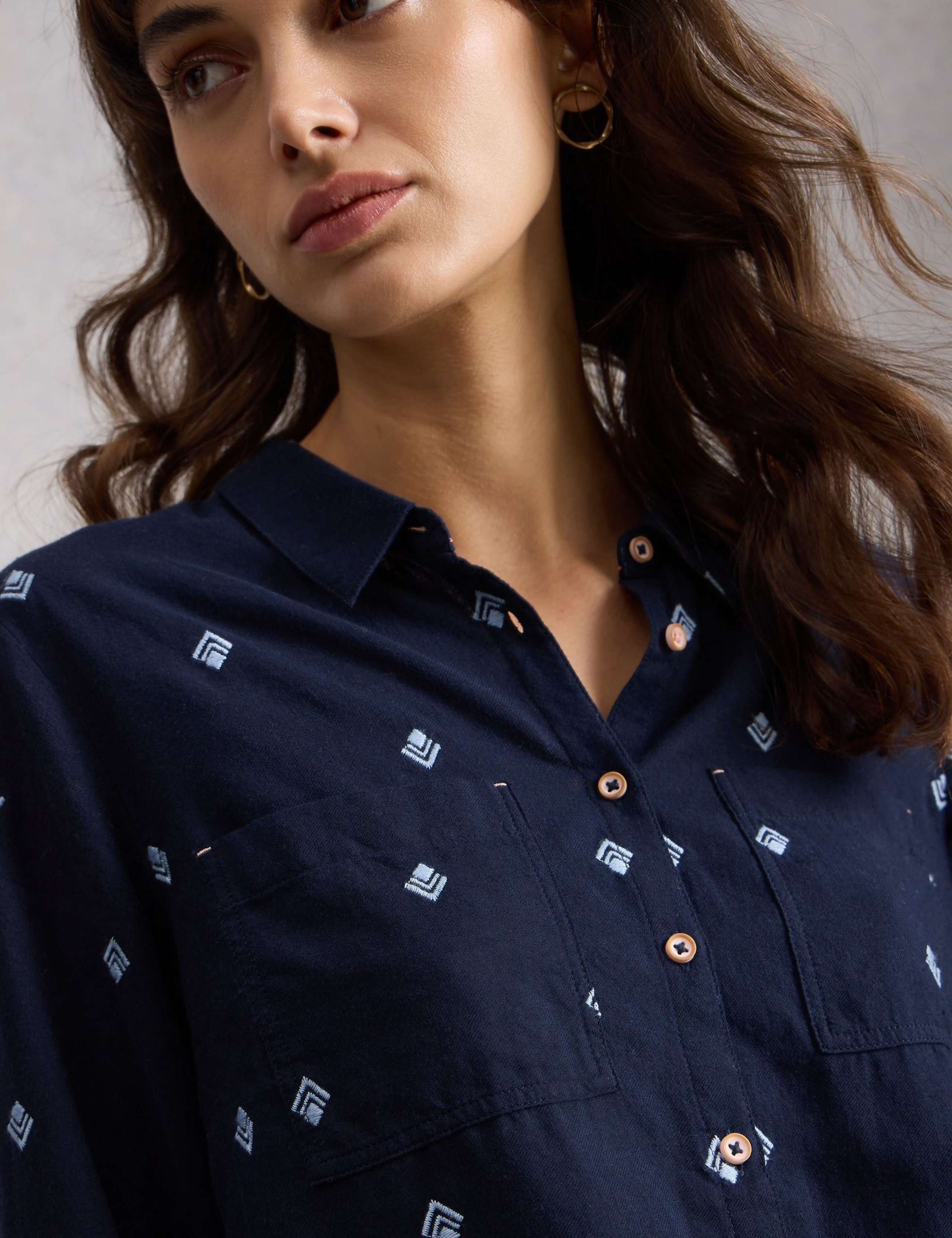 Pure Cotton Embroidered Collared Shirt 3 of 6