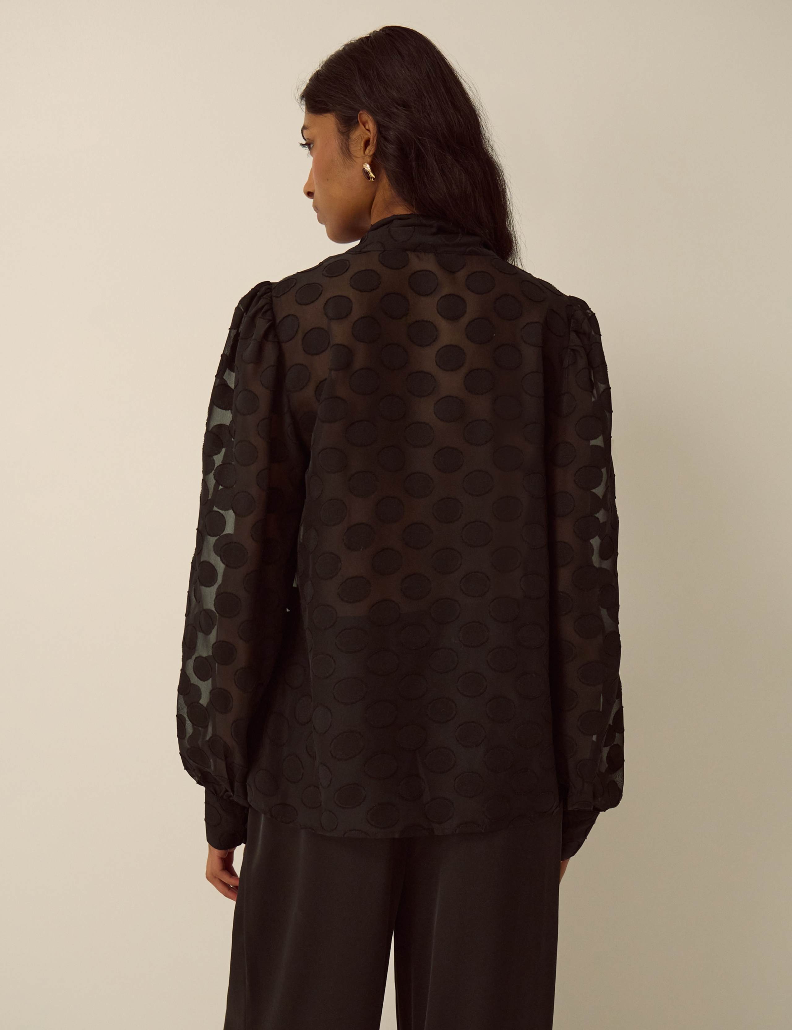 Polka Dot Tie Neck Blouse 4 of 5