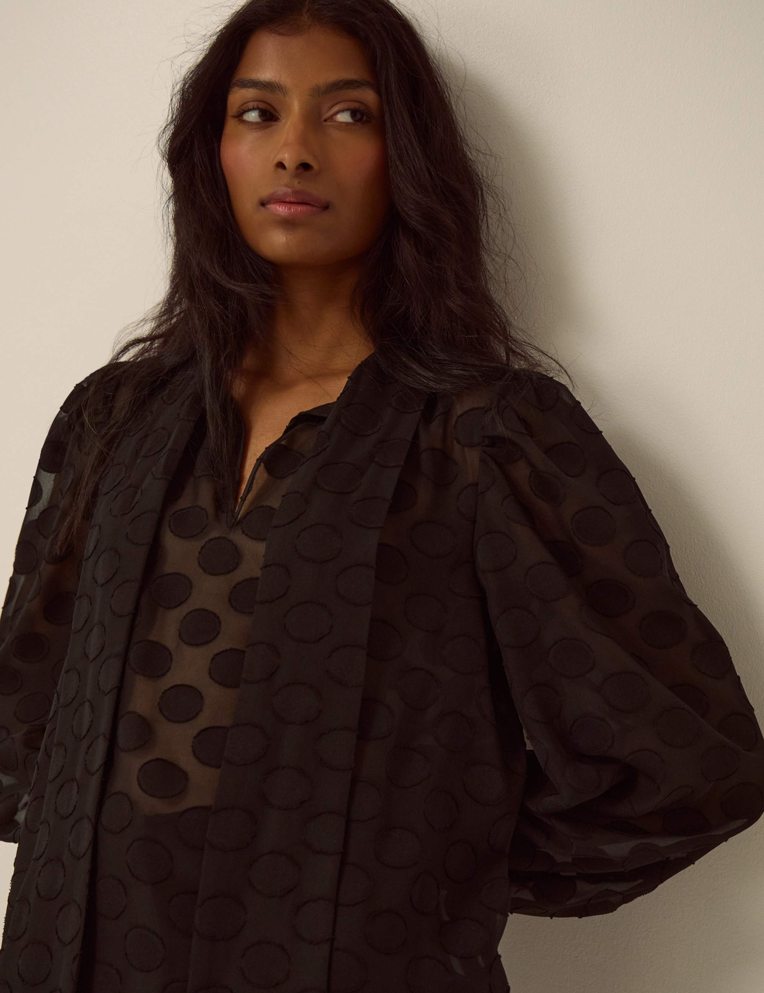Polka Dot Tie Neck Blouse 5 of 5