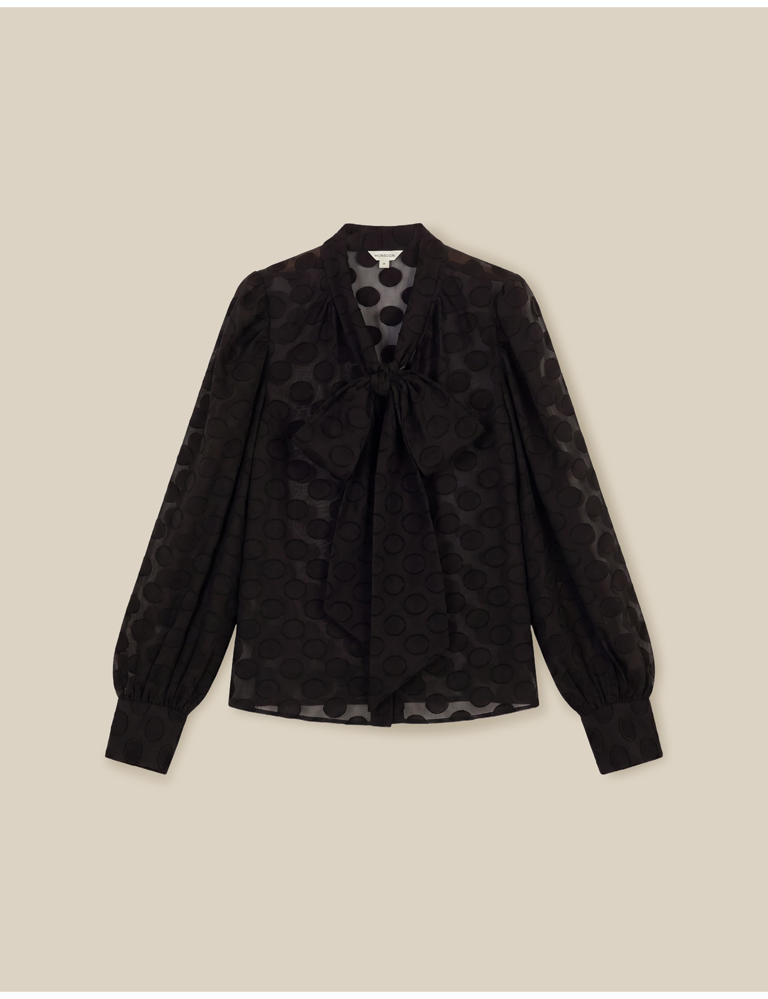 Polka Dot Tie Neck Blouse 2 of 5