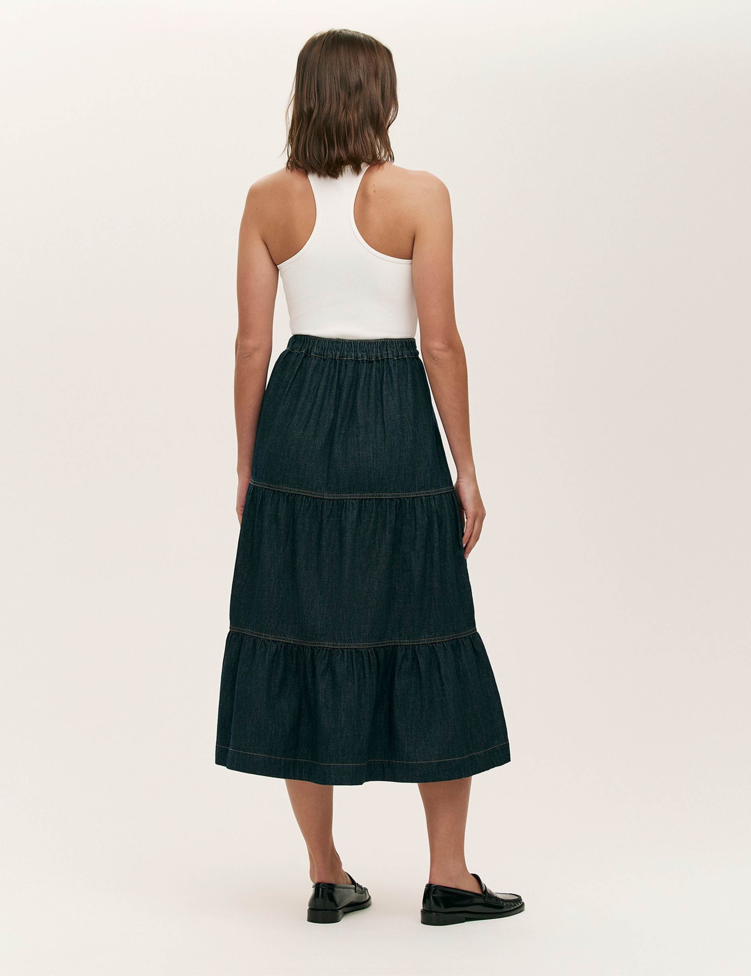 Denim Midi Tiered Skirt 3 of 4