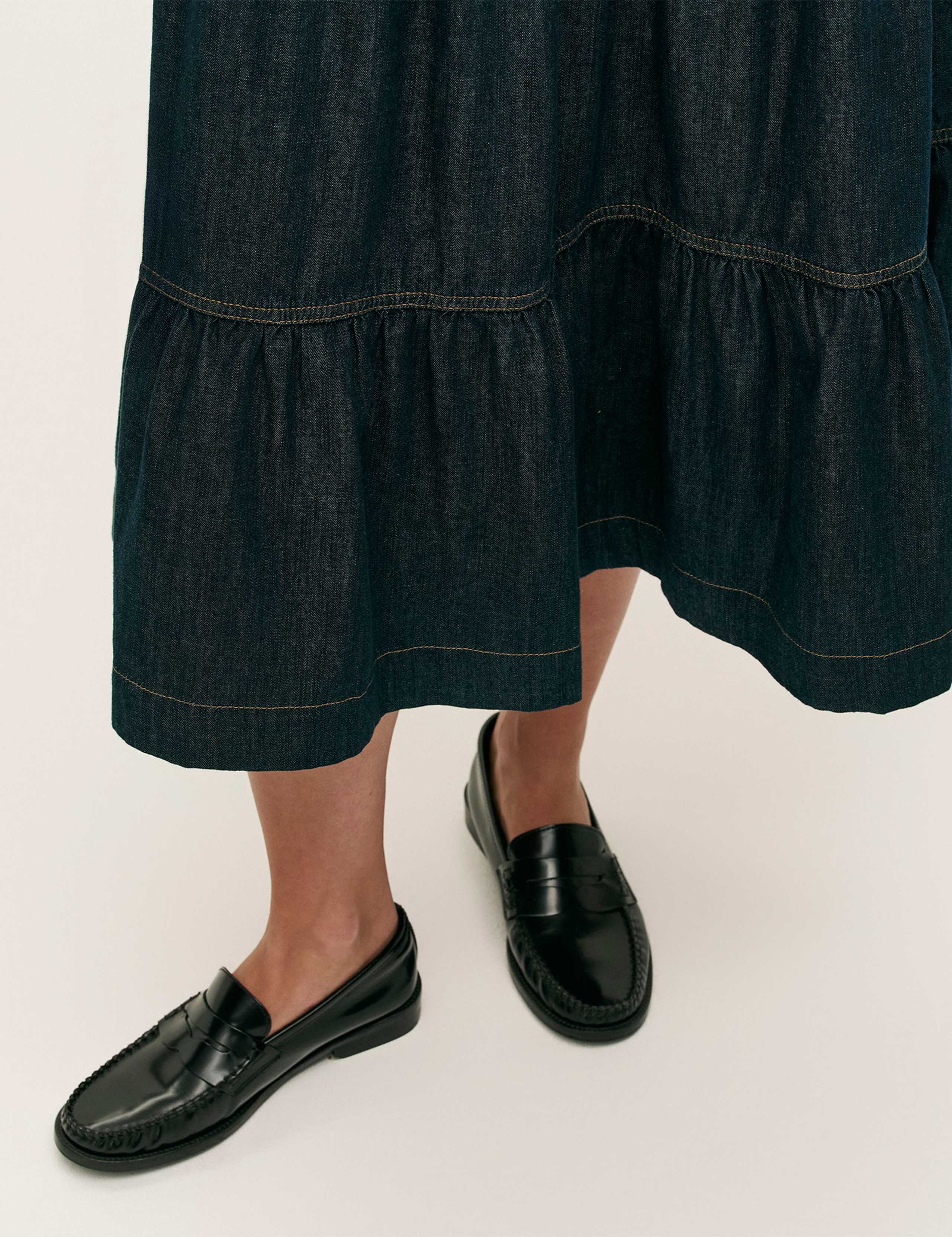 Denim Midi Tiered Skirt 4 of 4