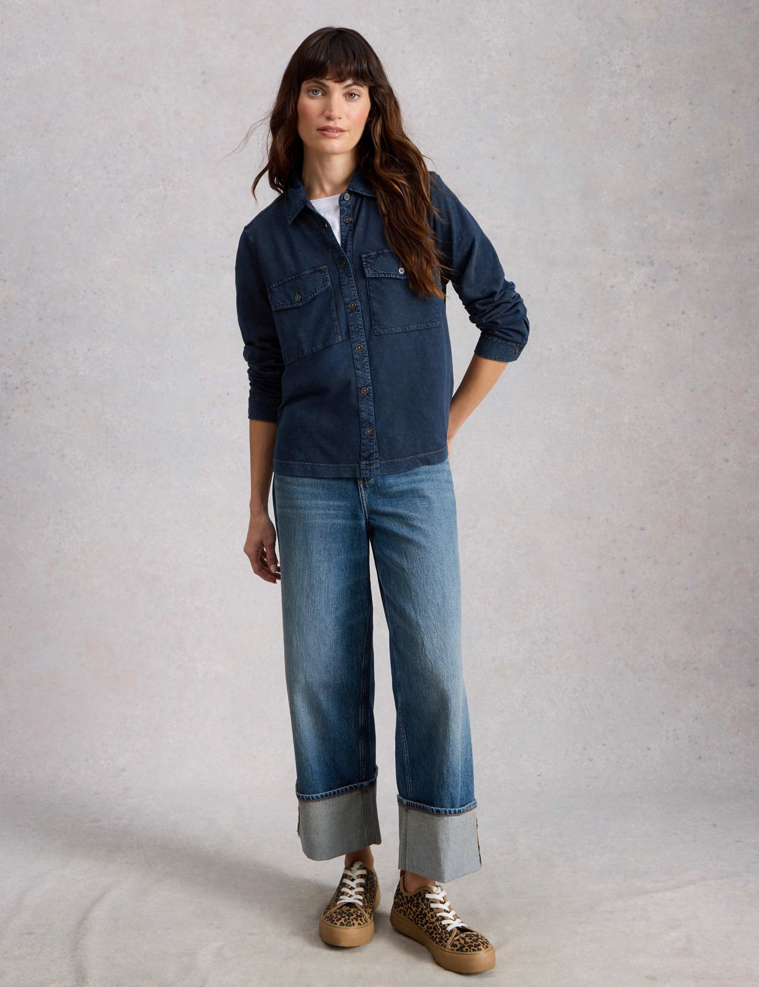 Pure Cotton Denim Collared Utility Shirt 1 of 6