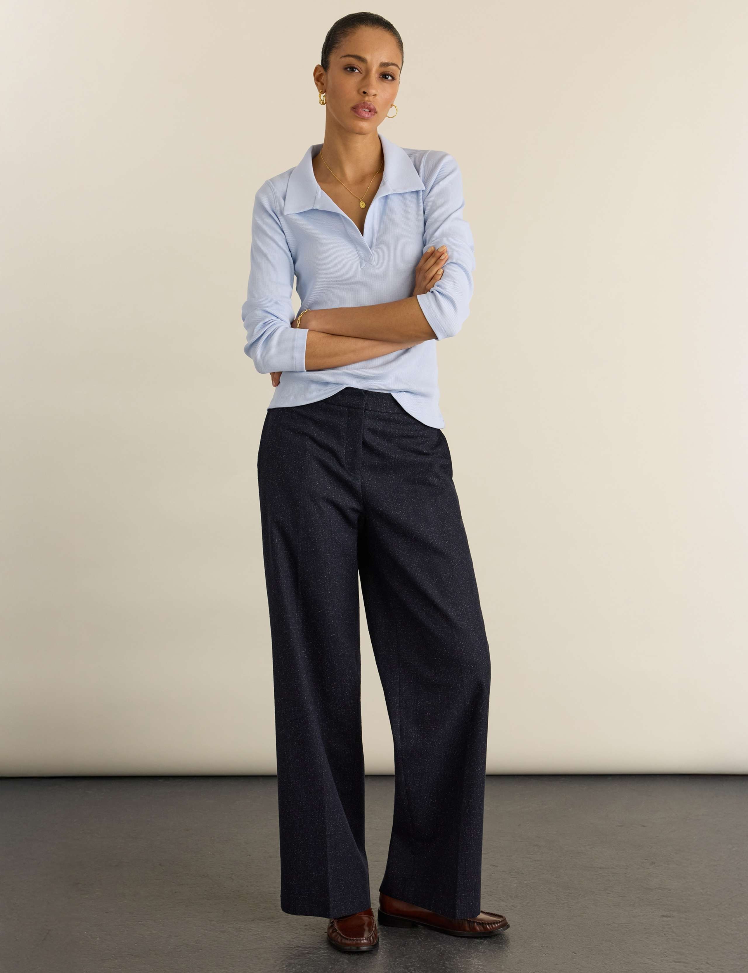Pure Cotton Ribbed Collared Top 3 of 4