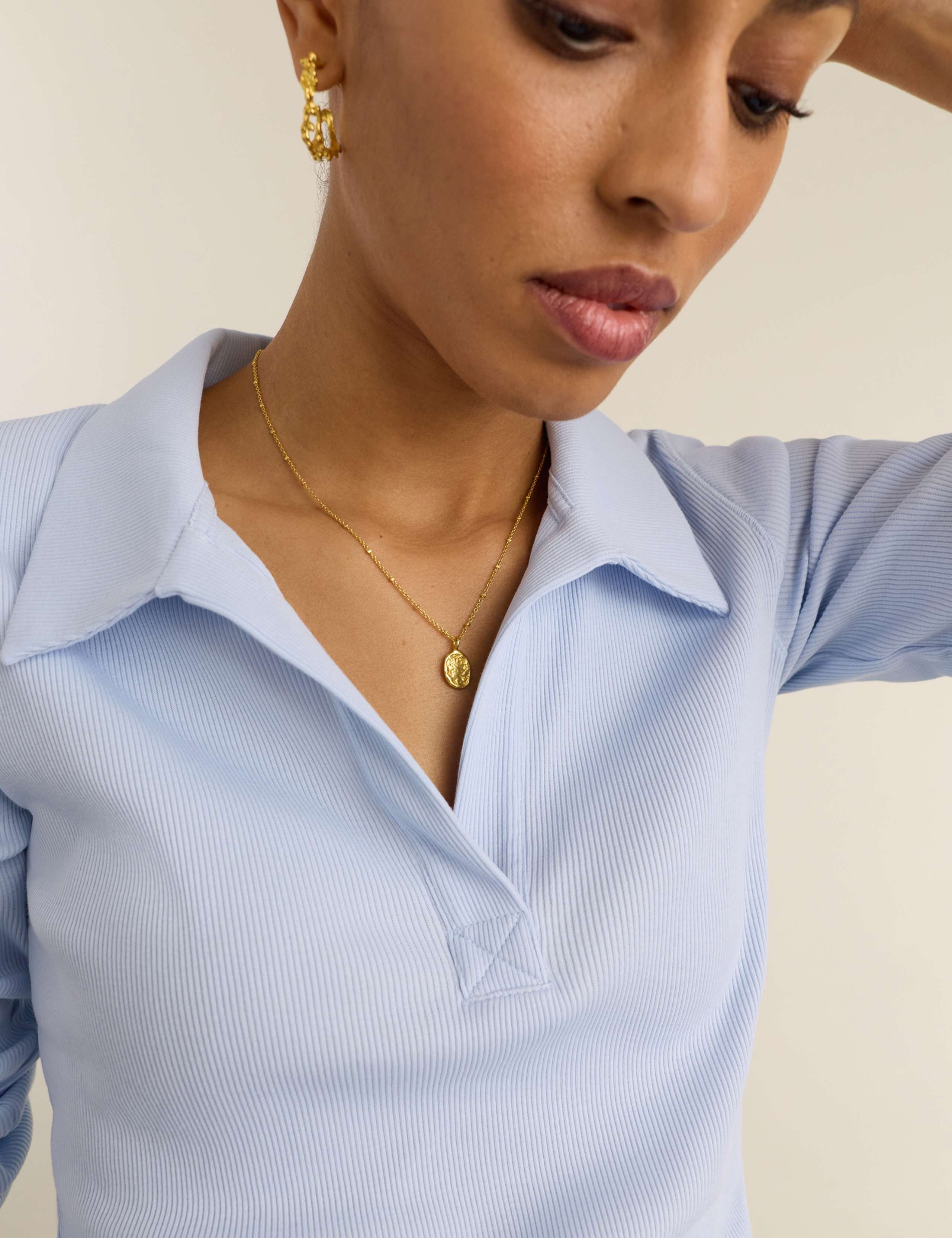 Pure Cotton Ribbed Collared Top 4 of 4