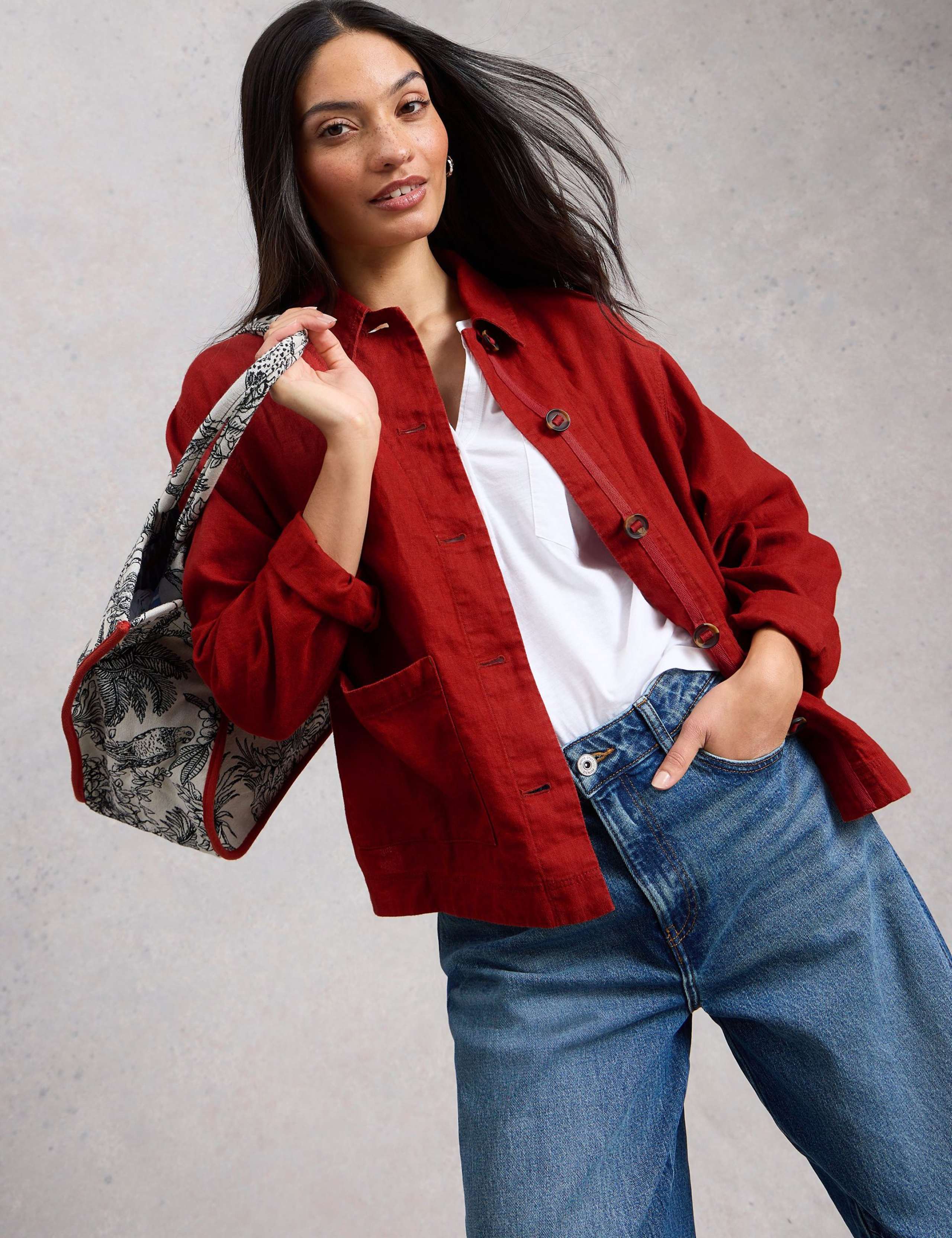 Pure Linen Collared Utility Jacket 6 of 6