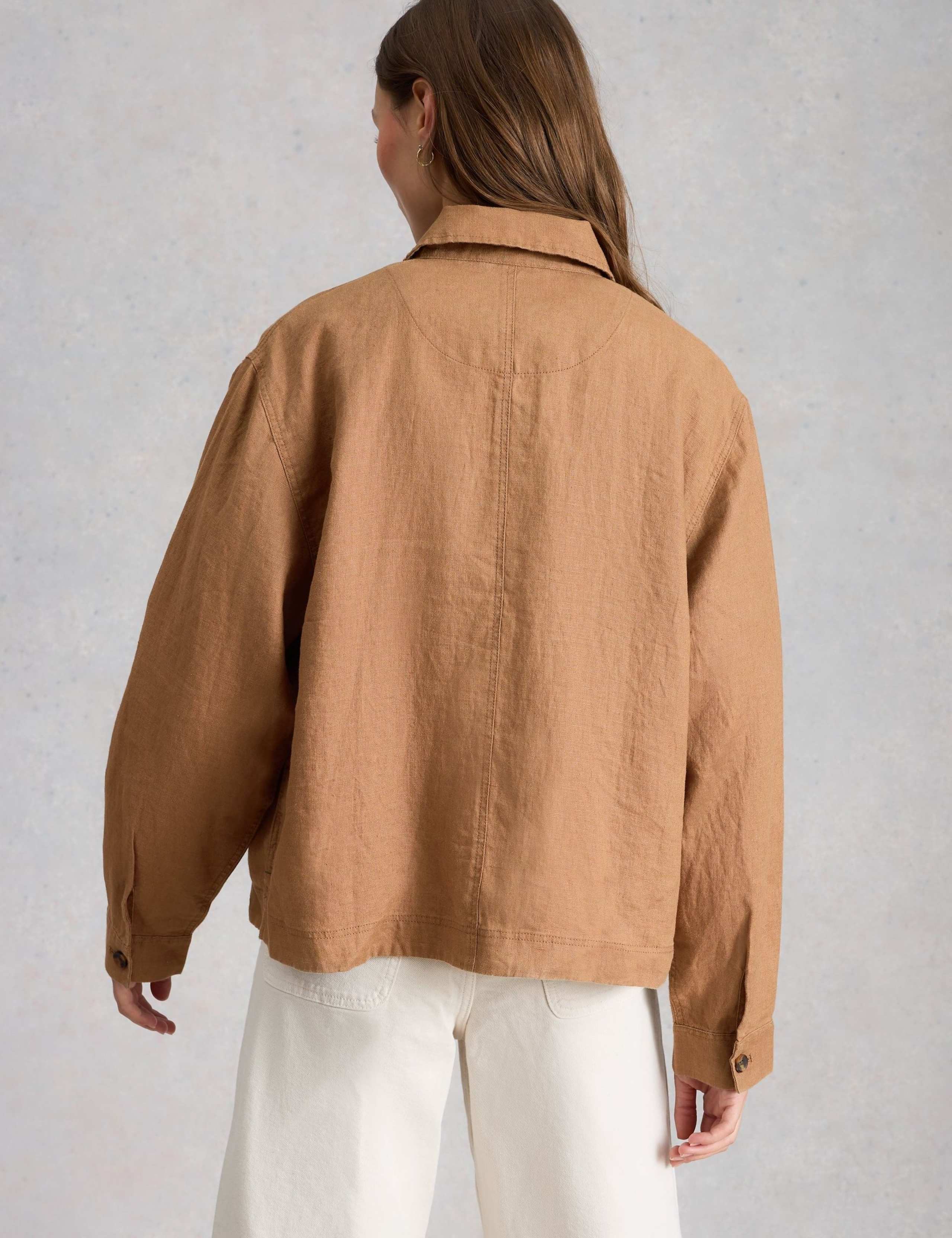 Pure Linen Collared Utility Jacket 3 of 6